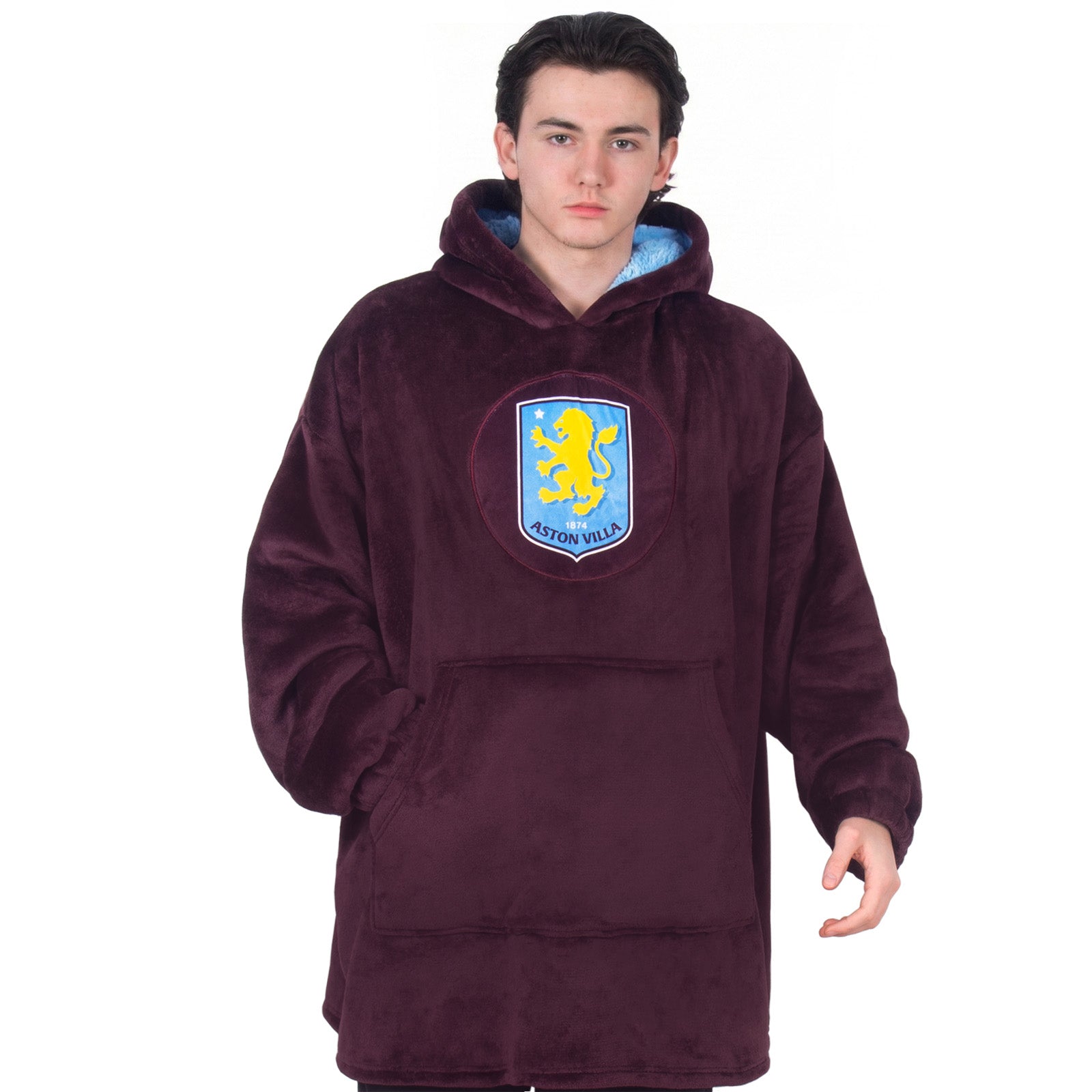 Aston Villa oversized hoodie blanket for adults in navy blue