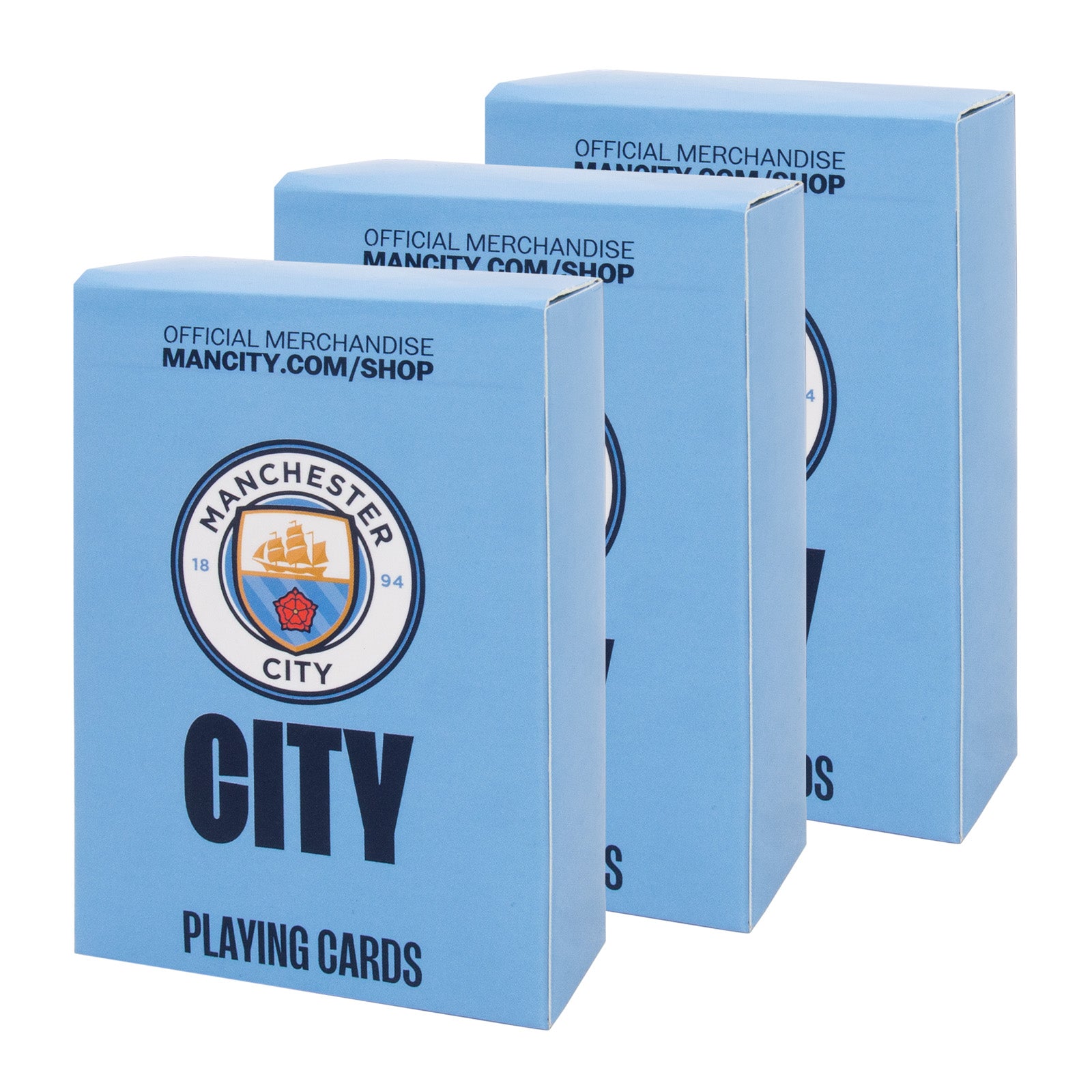 Manchester City Playing Cards in sky blue with club crest on the back