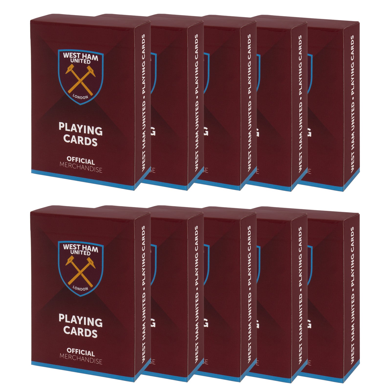 West Ham United Playing Cards in claret with club crest on the back