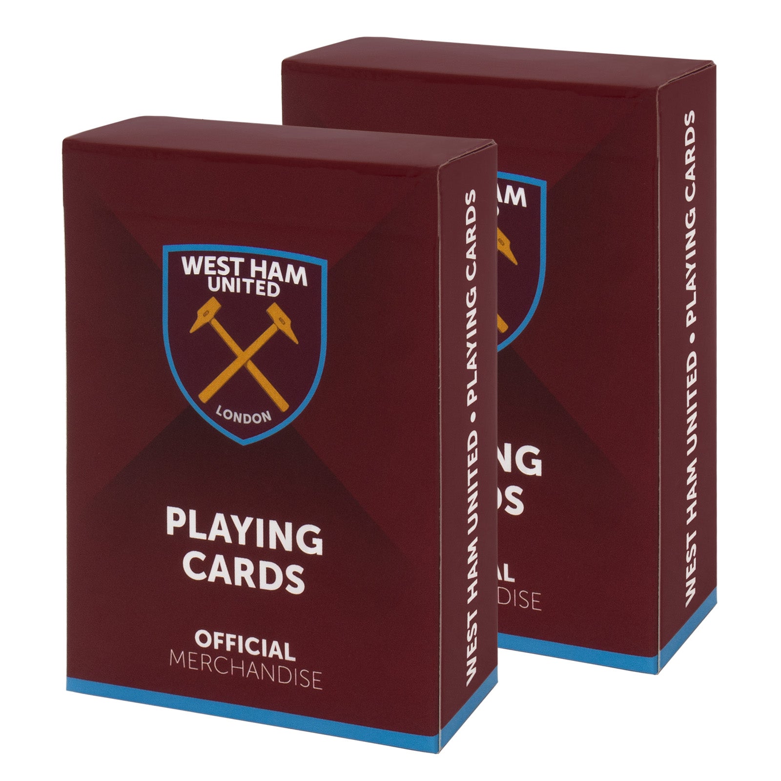 West Ham United Playing Cards in claret with club crest on the back