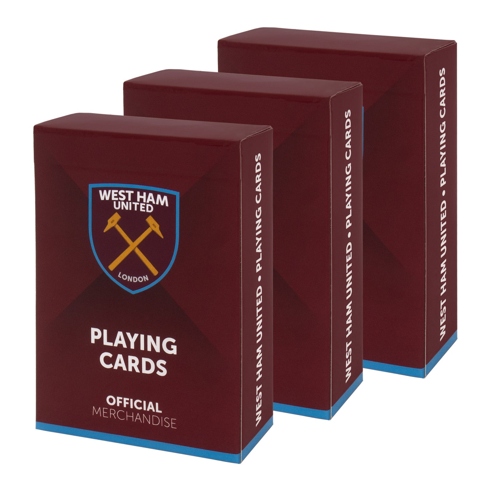West Ham United Playing Cards in claret with club crest on the back