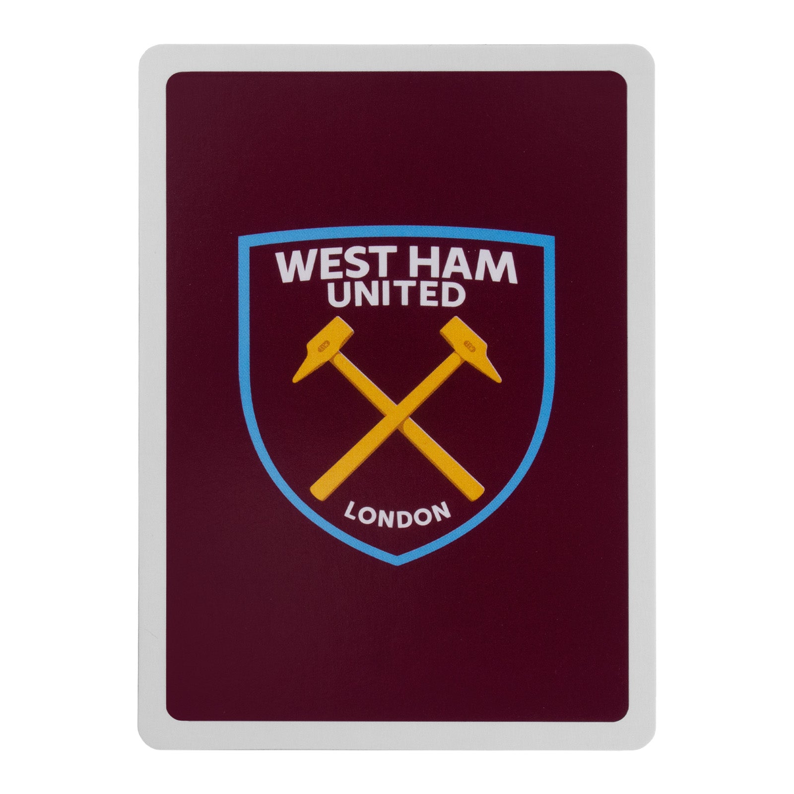 West Ham United Playing Cards in claret with club crest on the back