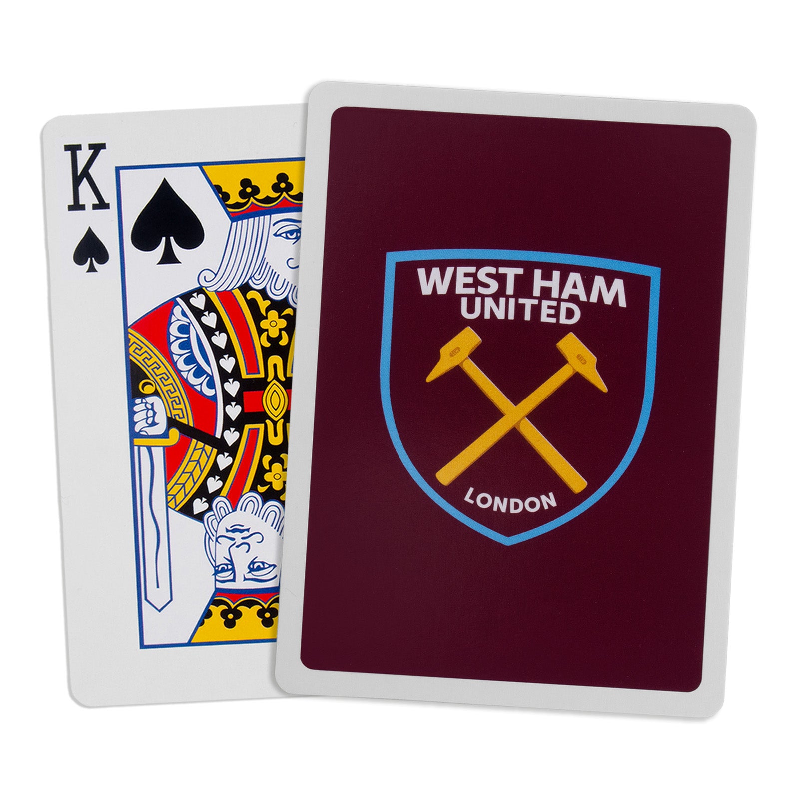 West Ham United Playing Cards in claret with club crest on the back