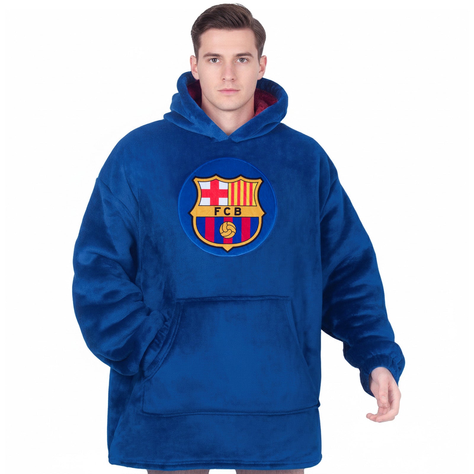 Barca oversized hoodie blanket for adults in blue