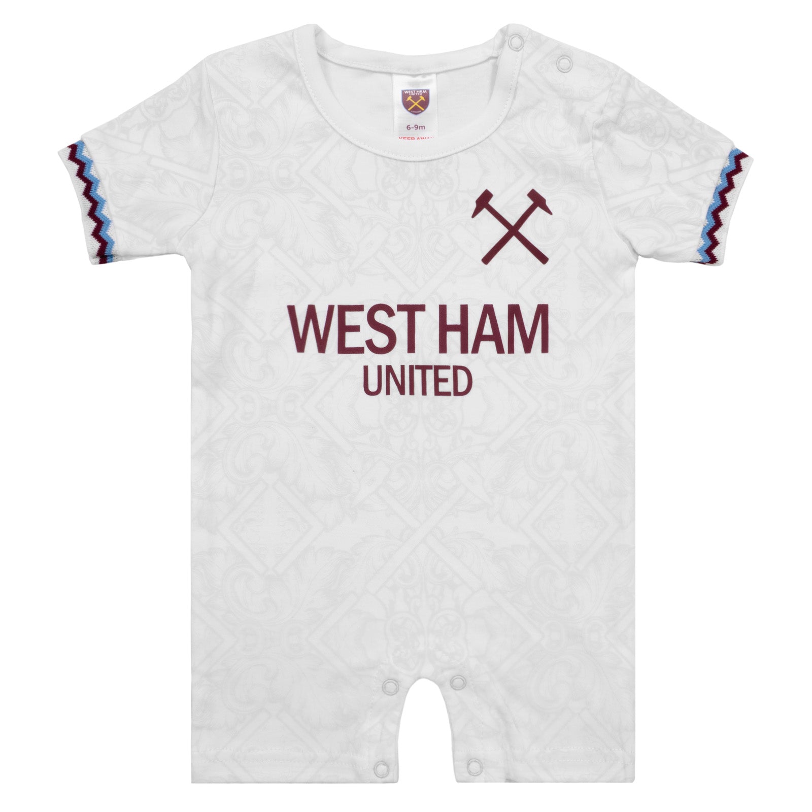 West Ham United FC baby romper and bucket hat set in white