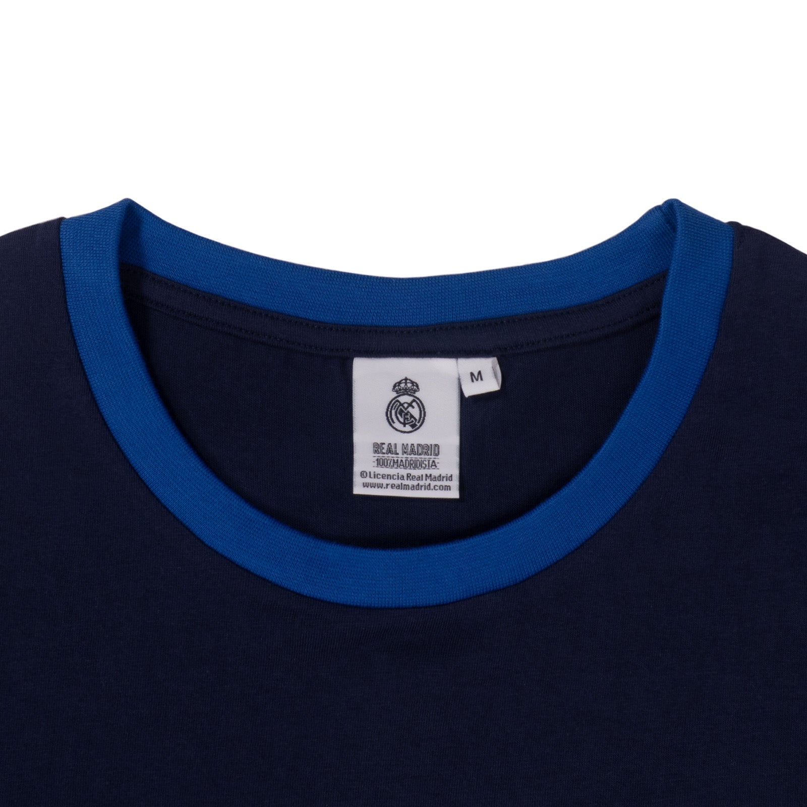 Real Madrid adults long pyjamas in navy blue. Short sleeve top featuring club crest to chest. Long bottoms with club crest to leg and MADRID text on the waistband