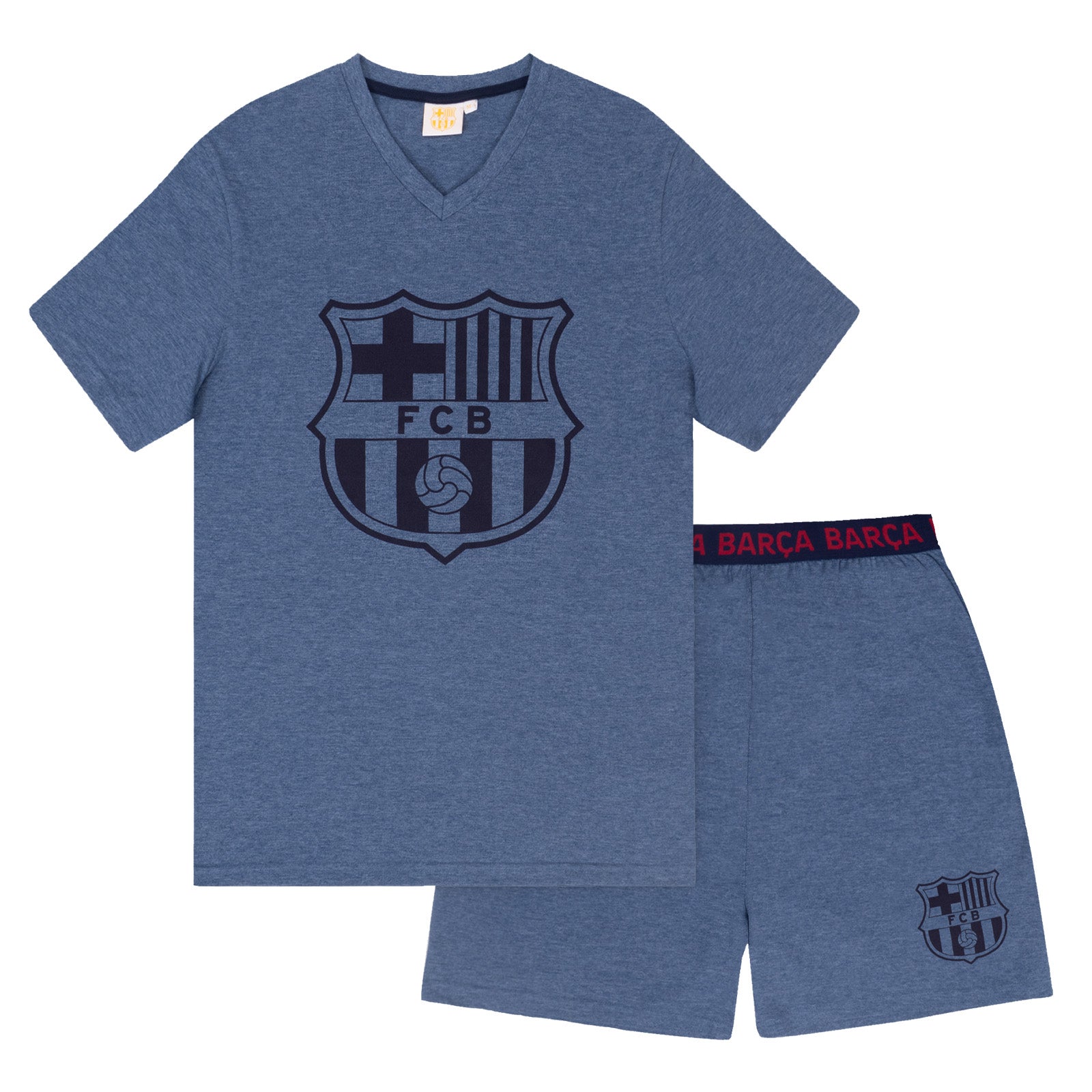 FC Barcelona adults short pyjama loungewear set in blue marl