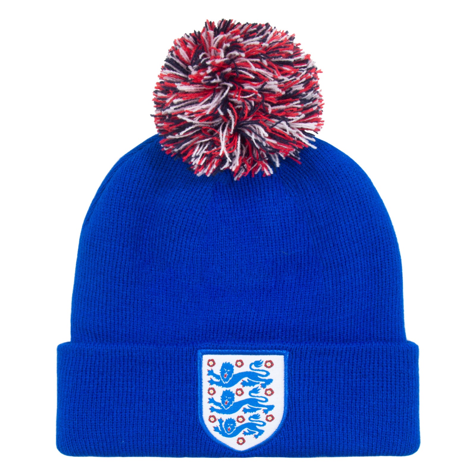 England knitted bobble hat royal blue
