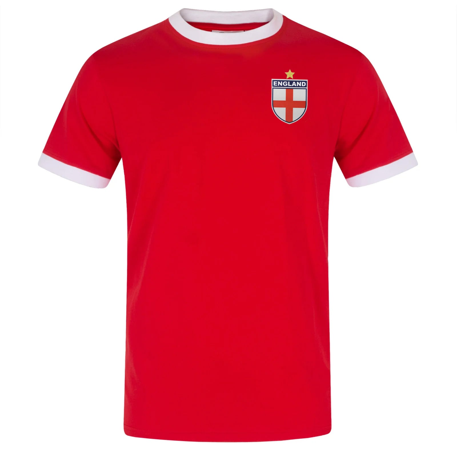 England adults retro ringer crew neck t-shirt in Red with contrast red trims and logo to chest