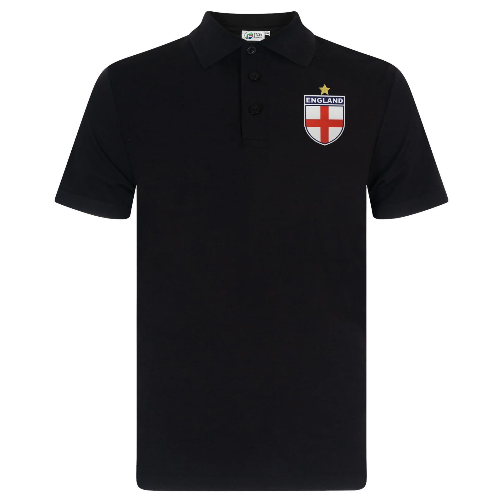 England retro polo shirt in black with printed logo on the chest