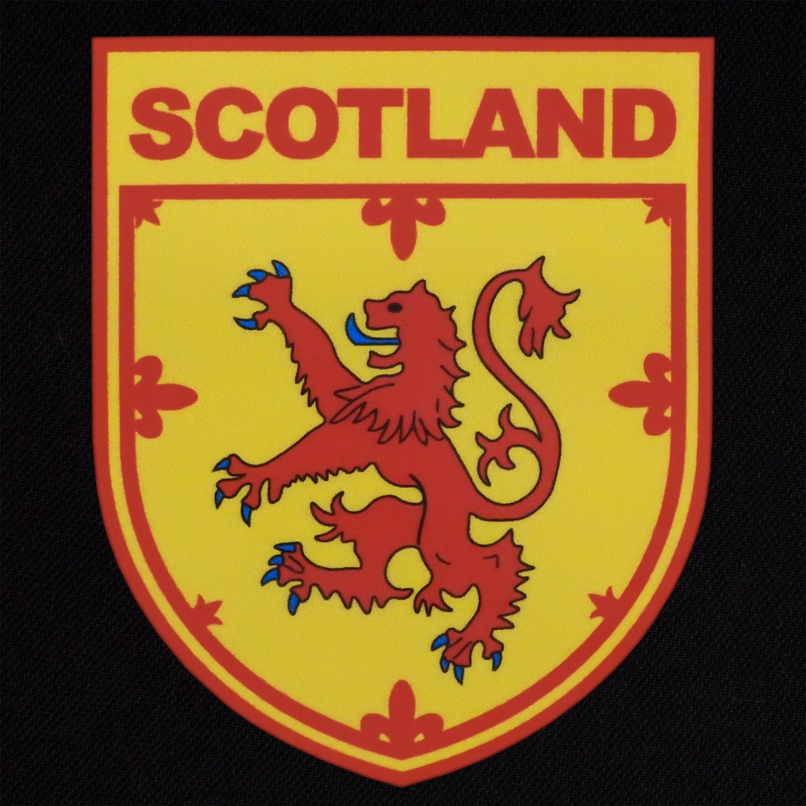 Scotland retro polo shirt in black, navy, royal & white with printed logo on the chest