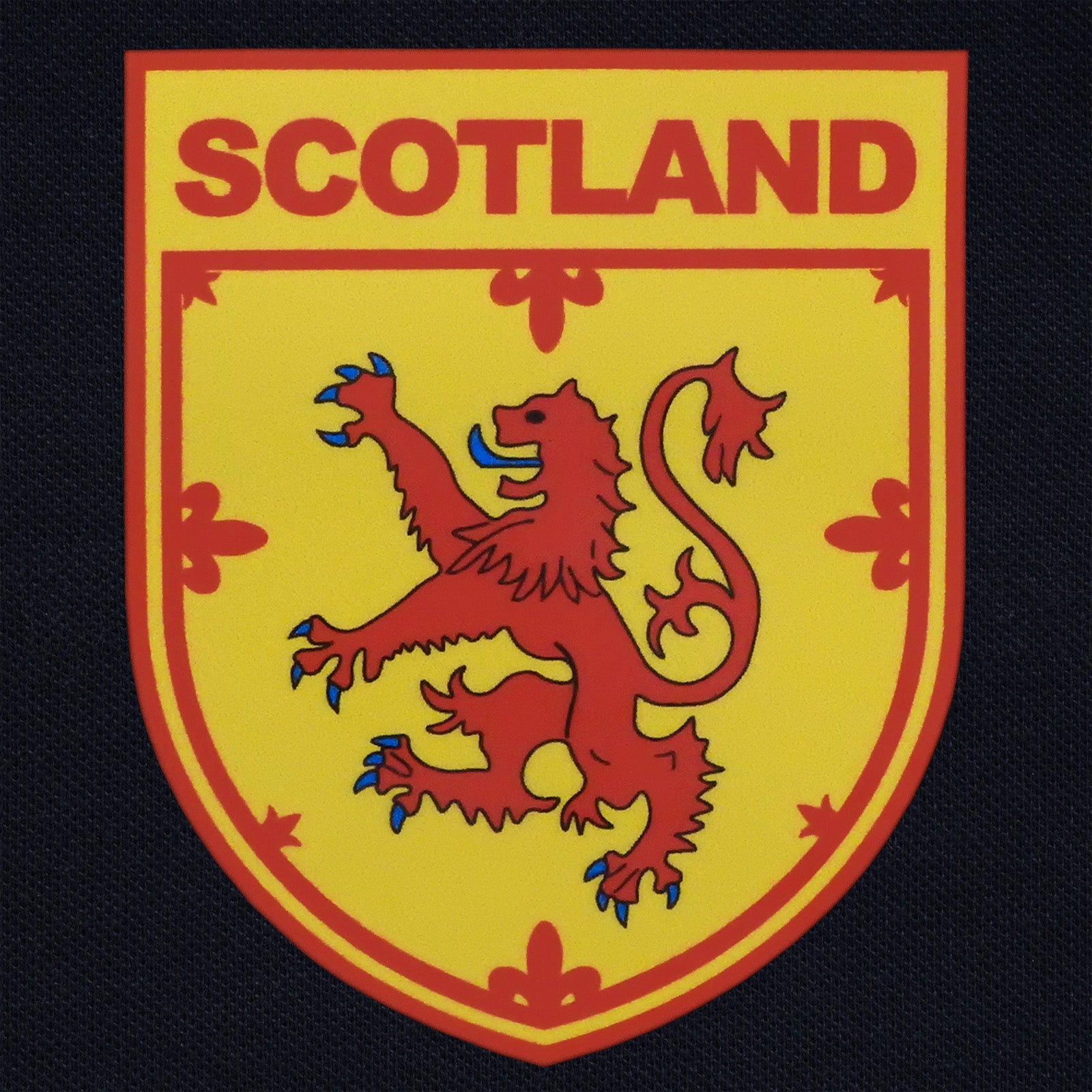 Scotland retro polo shirt in black, navy, royal & white with printed logo on the chest