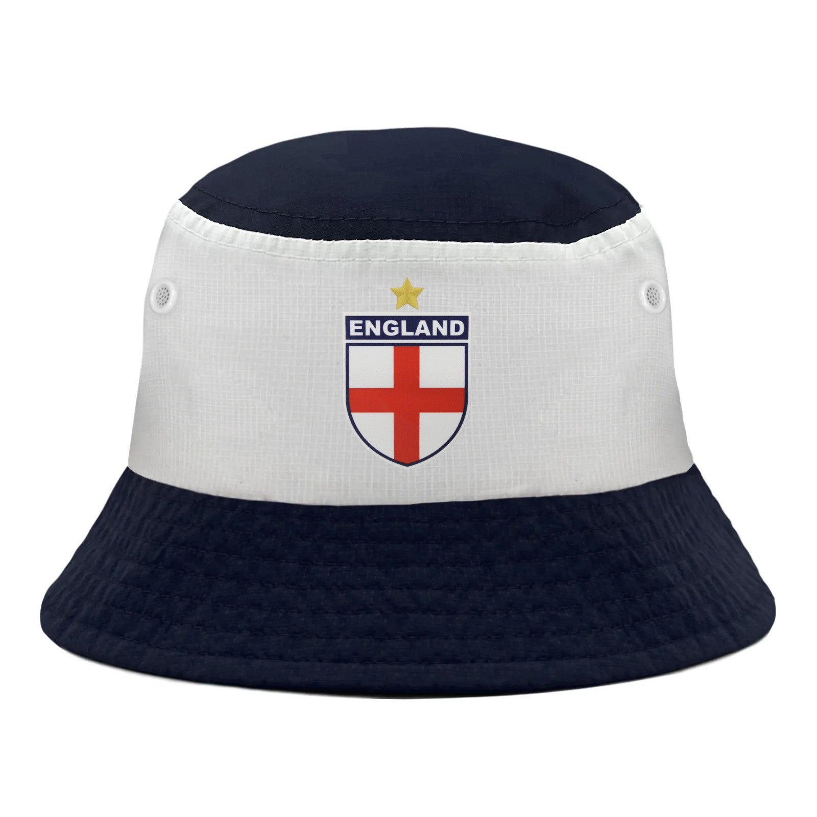 England bucket hat in navy & white with printed crest to the front