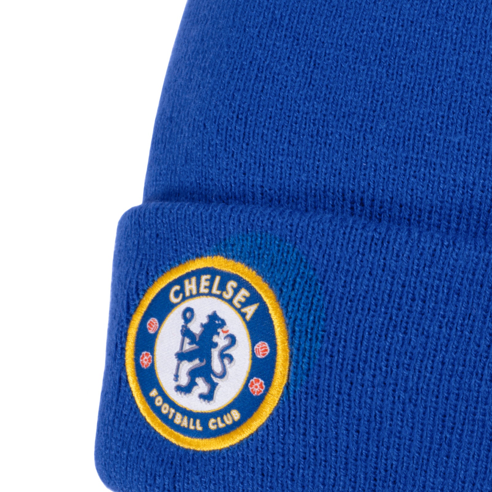 Chelsea beanie hat in royal blue with club crest to the front