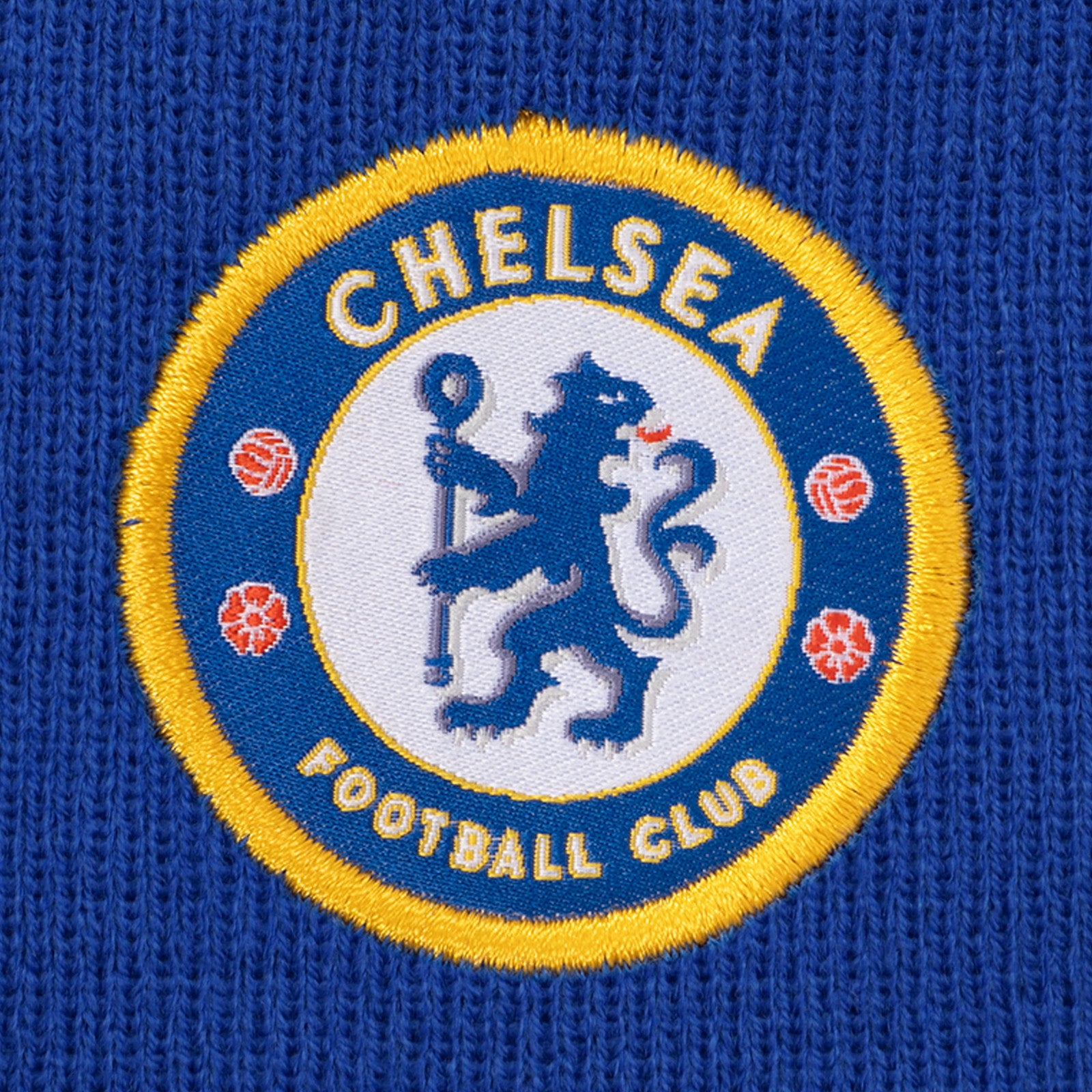 Chelsea beanie hat in royal blue with club crest to the front
