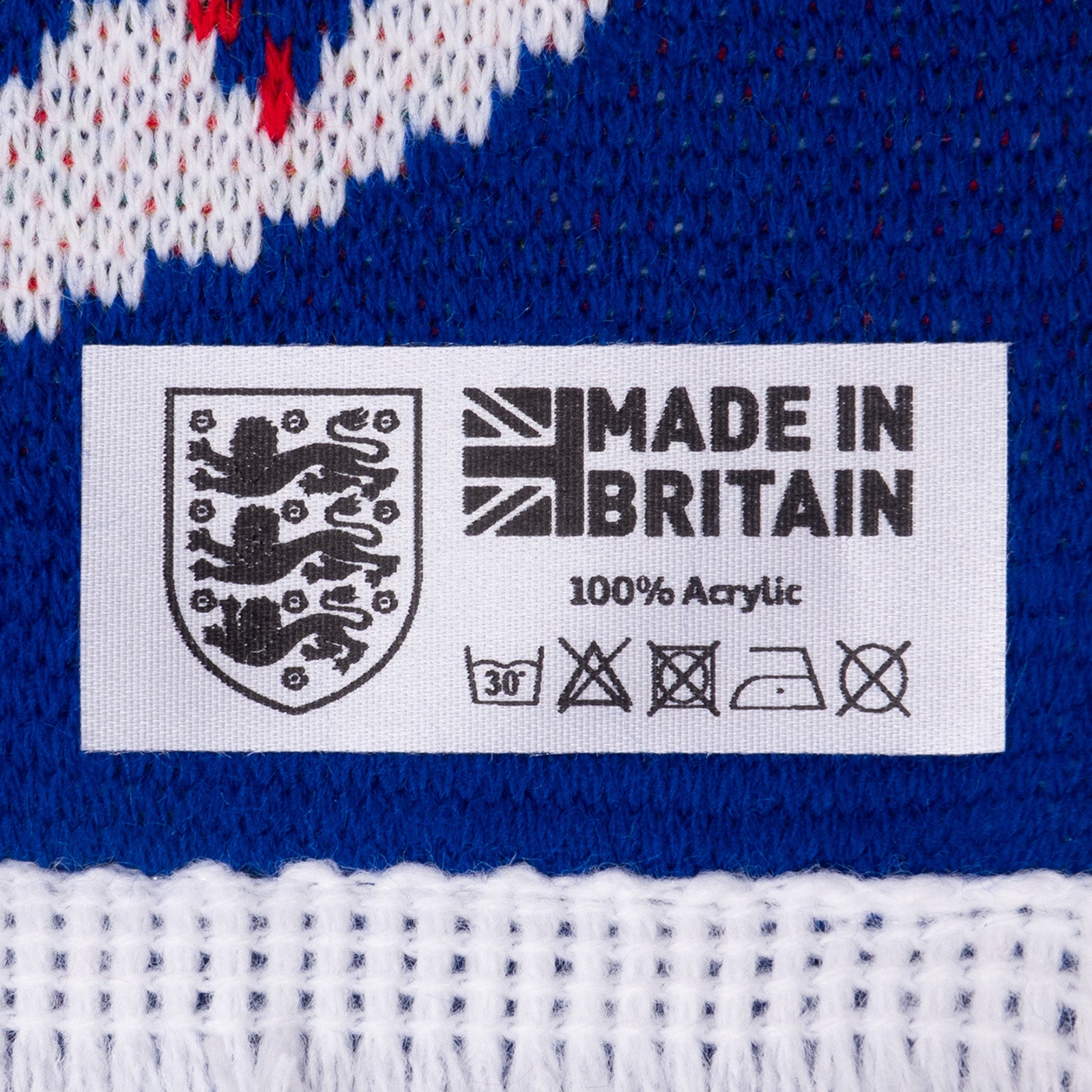 England knitted jacquard scarf blue