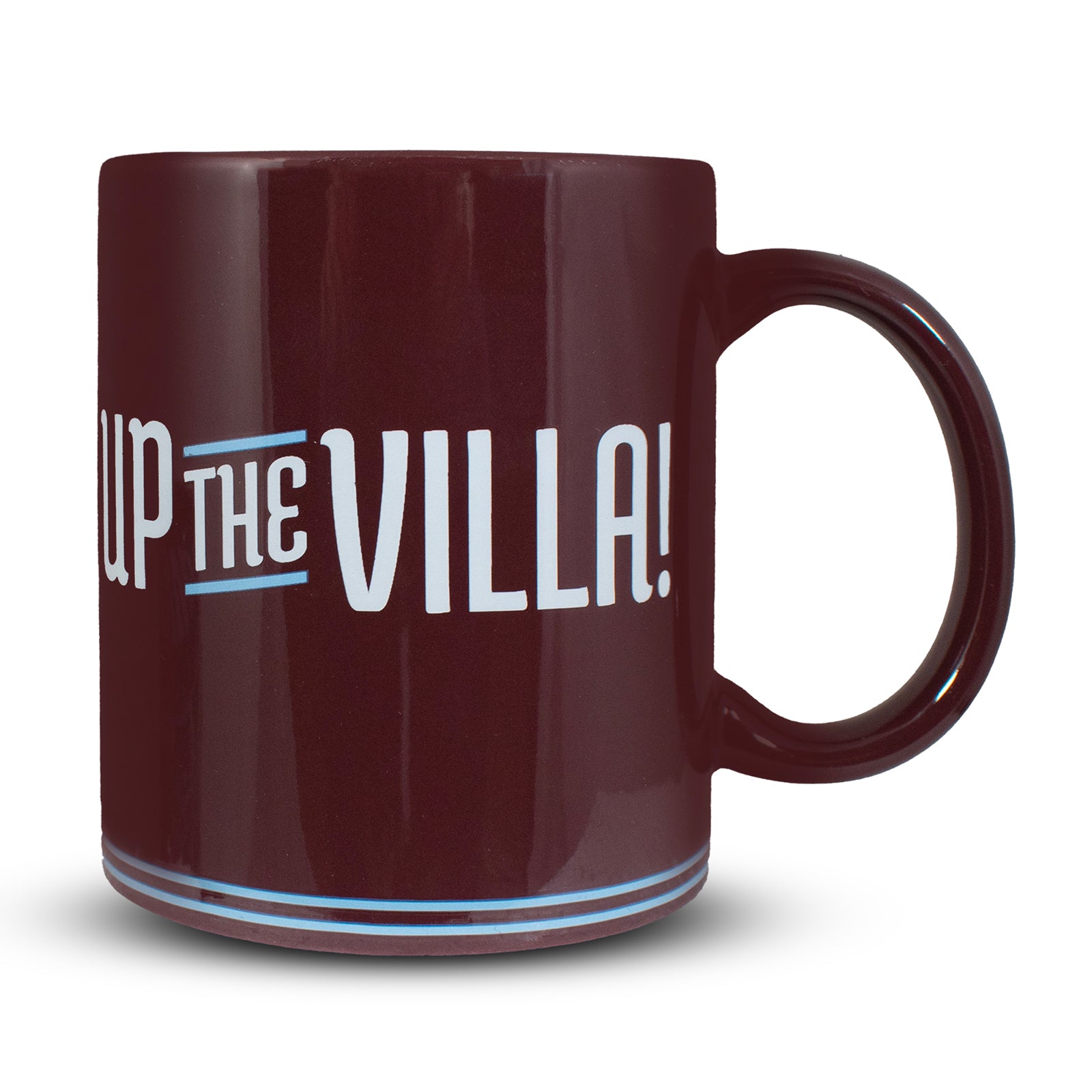 Aston Villa Mug in claret featuring the club crest and "Up the Villa" text to the sides
