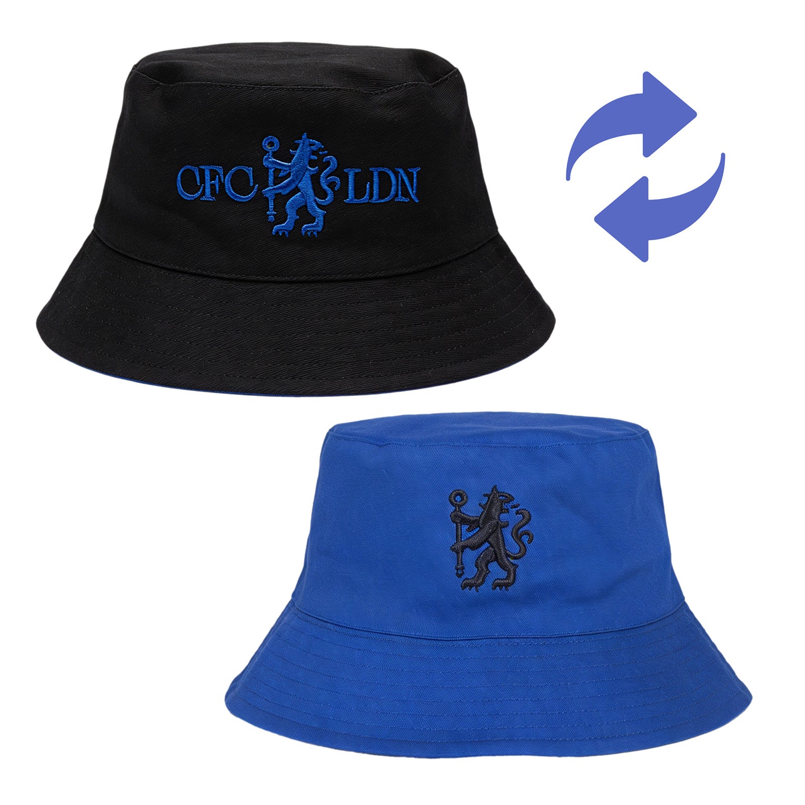 Chelsea reversible bucket hat in royal blue & black