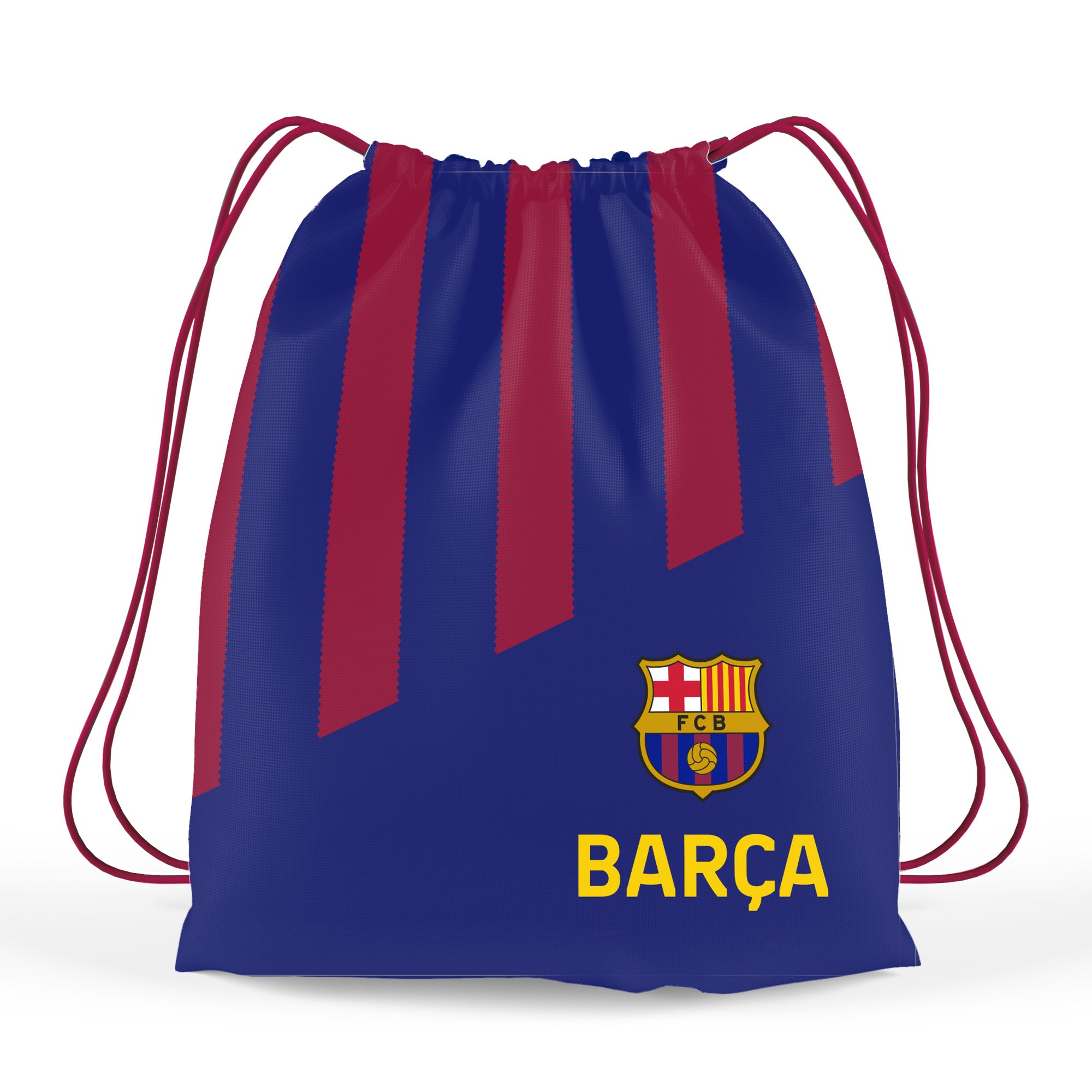 FC Barcelona Drawstring Gym Bag in claret and blue, featuring the club crest and branding