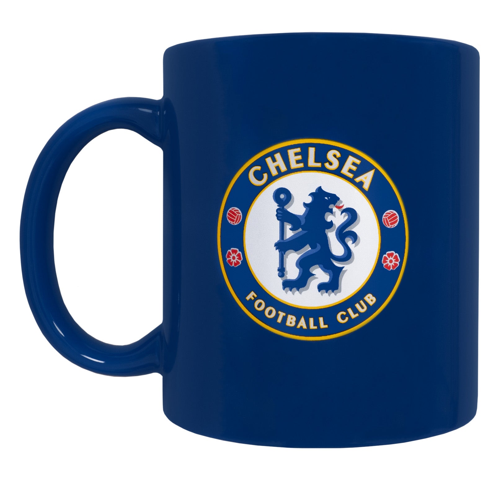 Chelsea Mugs in blue featuring various designs including the club crest and branding