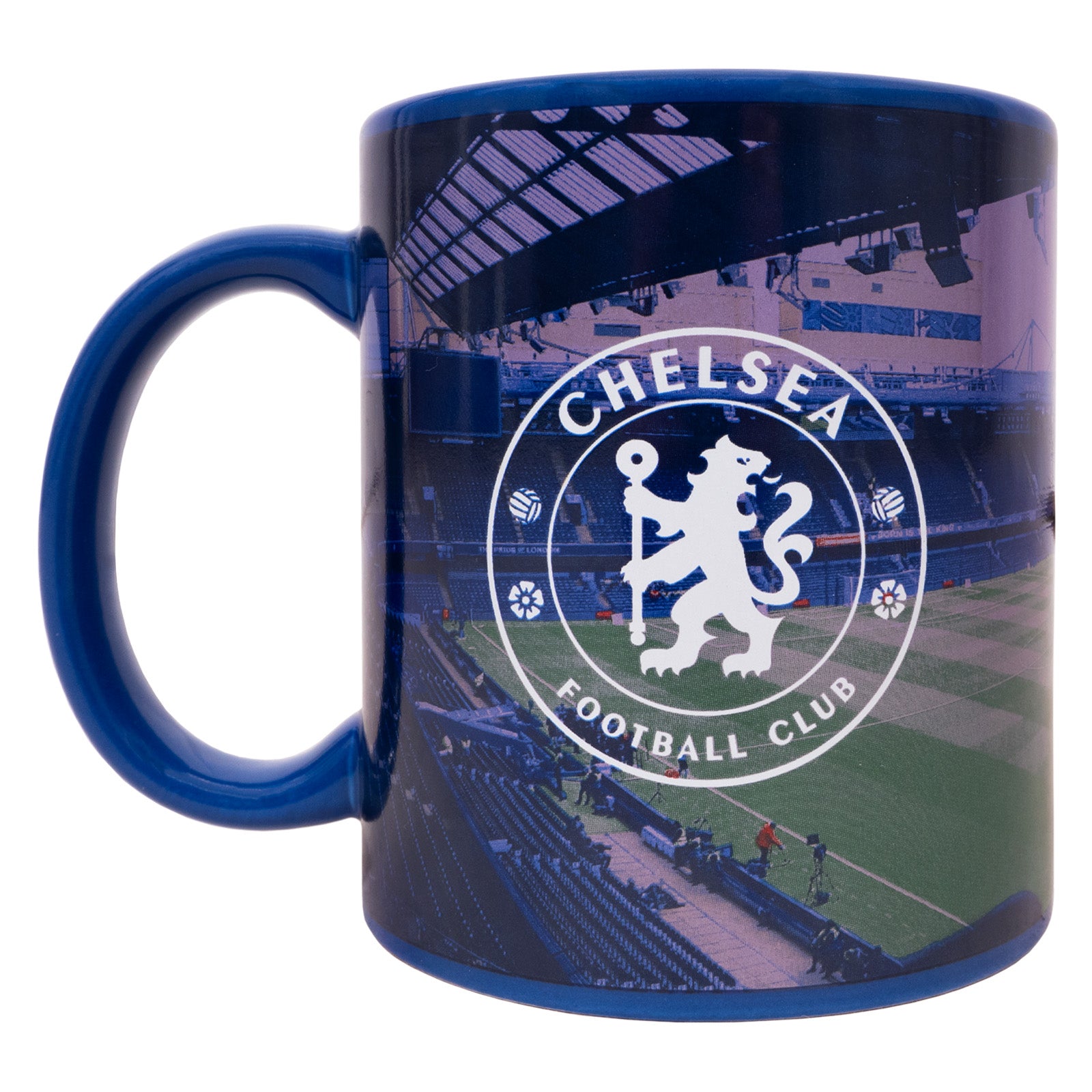 Chelsea Mugs in blue featuring various designs including the club crest and branding