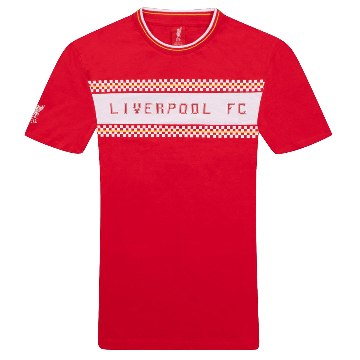 Liverpool adults graphic crew neck T-shirt in red, featuring club crest branding to chest and sleeve