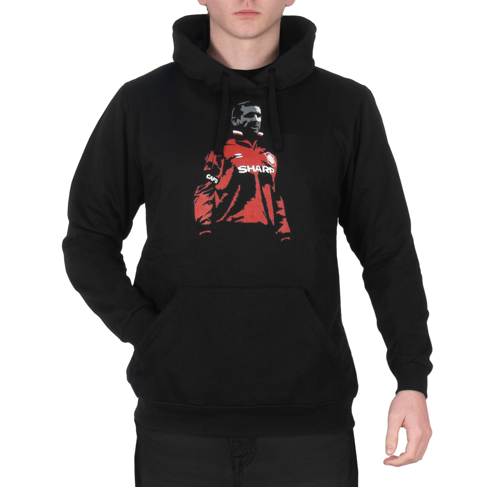 Man United hoodie in black with Eric Cantona image