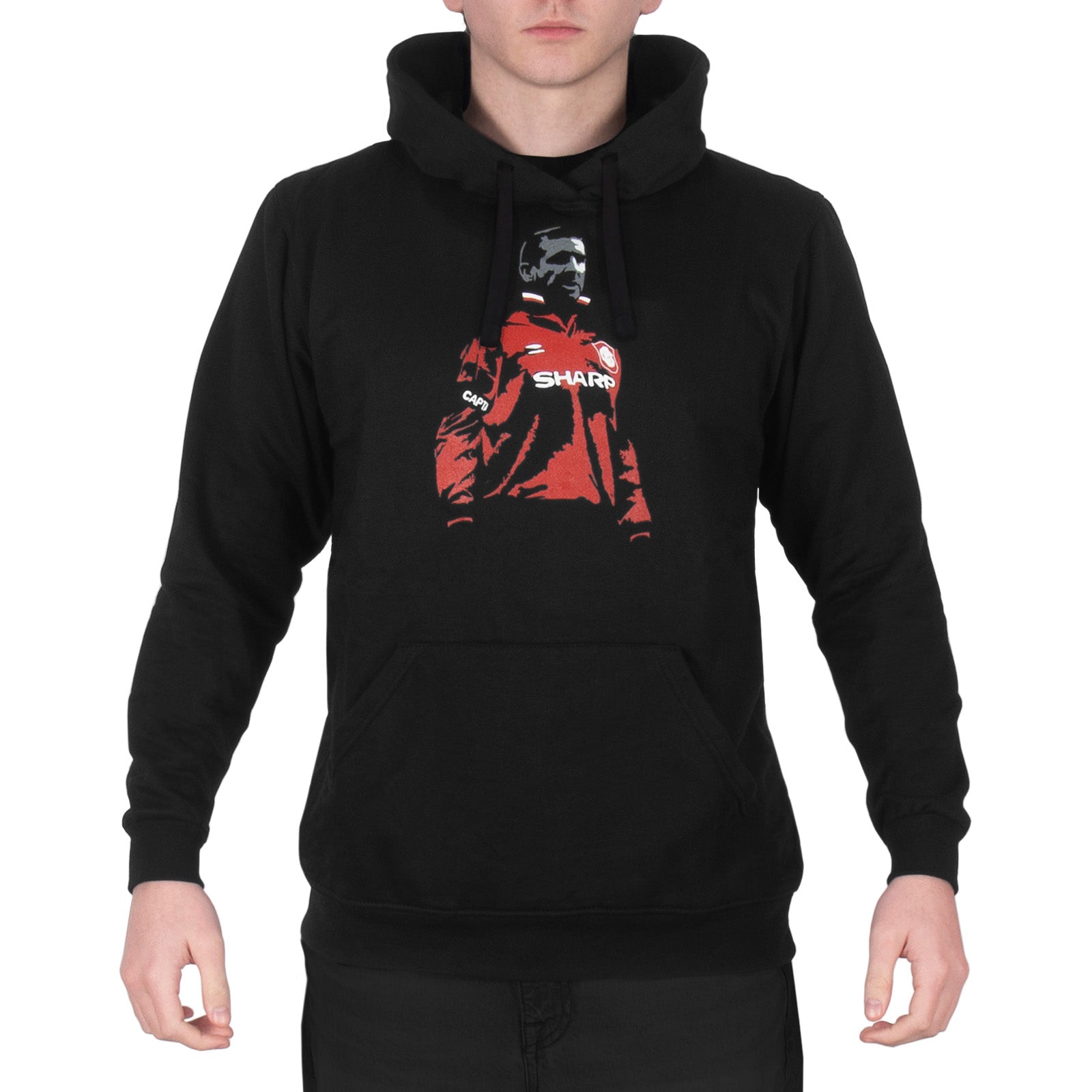 Man United hoodie in black with Eric Cantona image