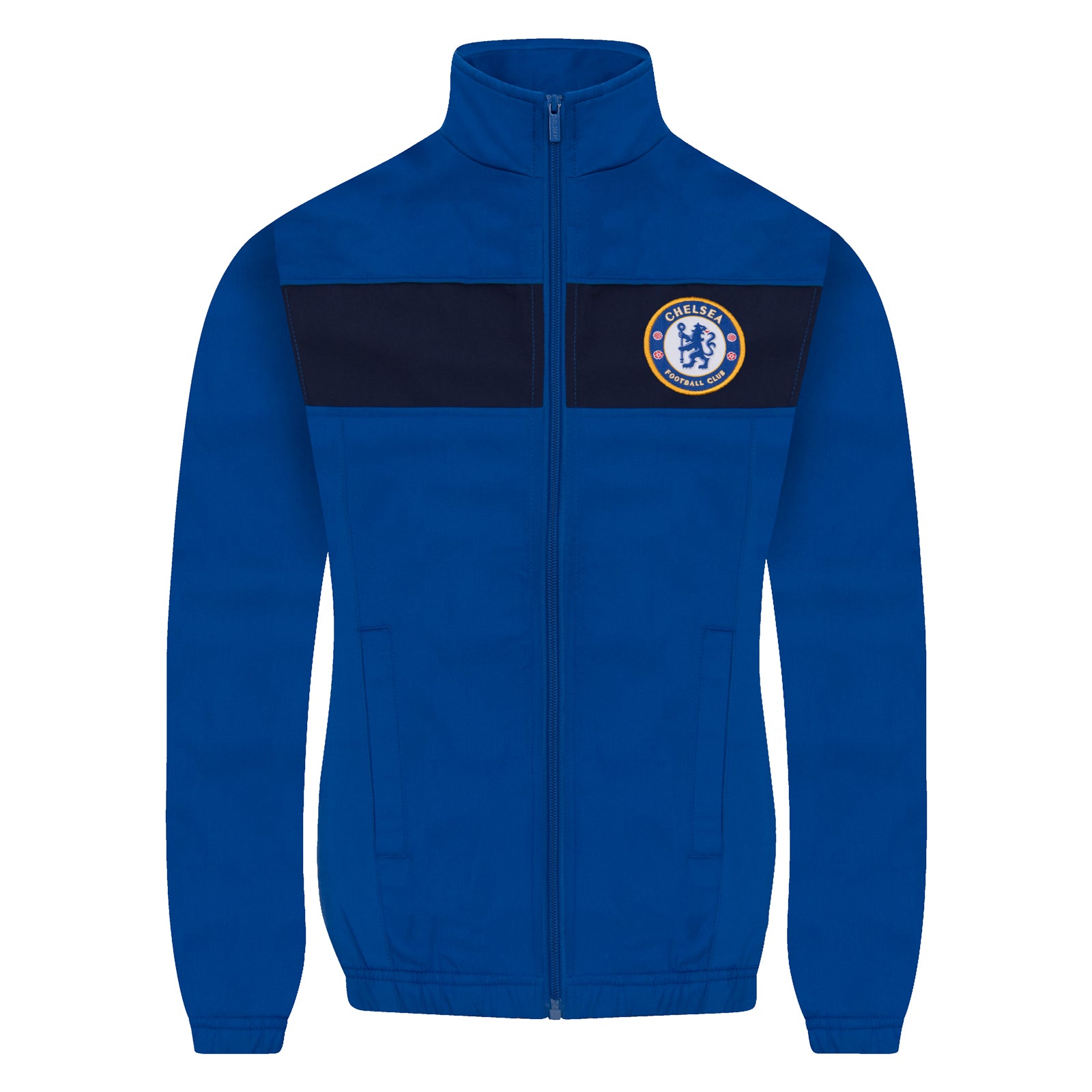 Chelsea kids tracksuit in royal blue with club crest to chest and left thigh