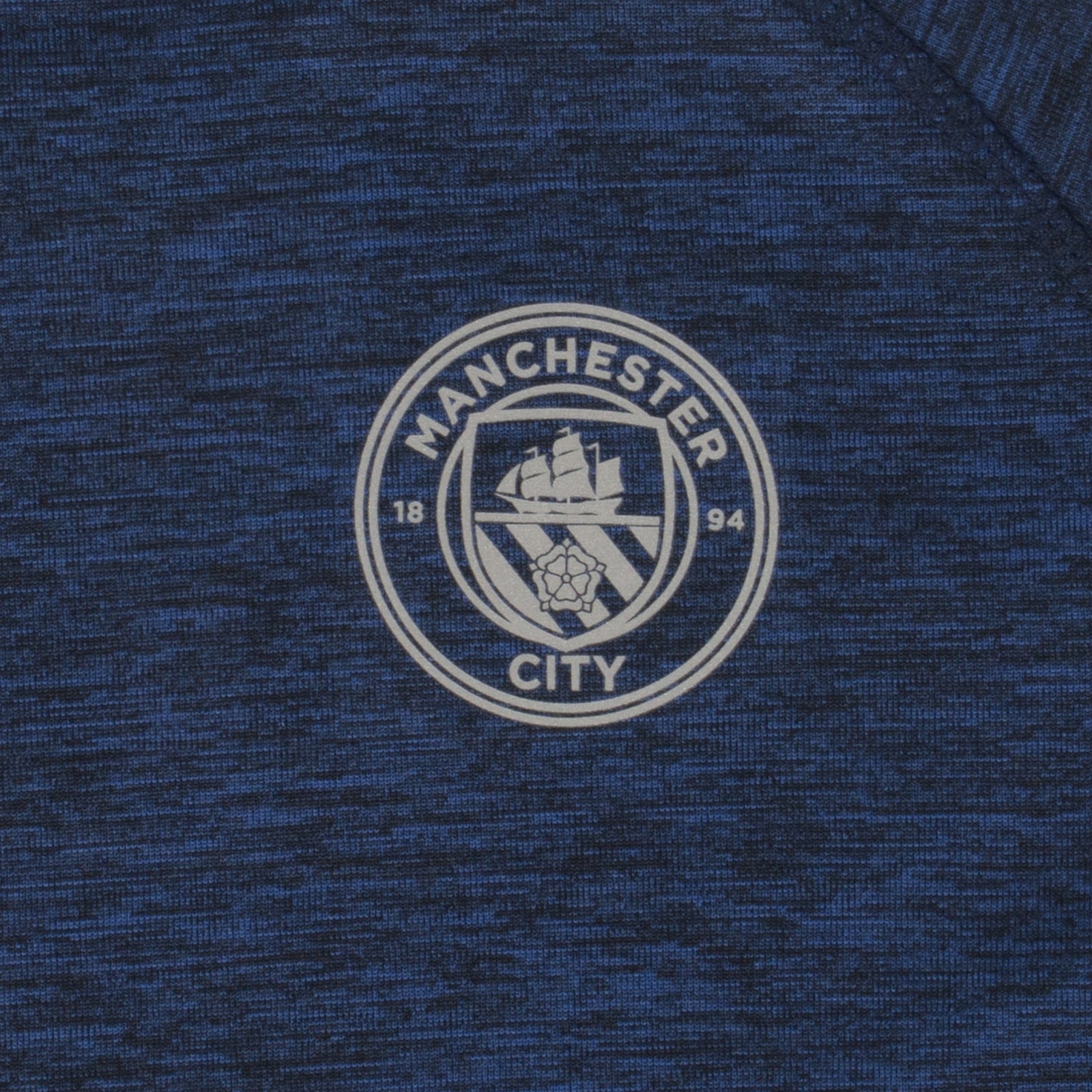 Man City kids T-shirt in royal blue marl with club crest to chest