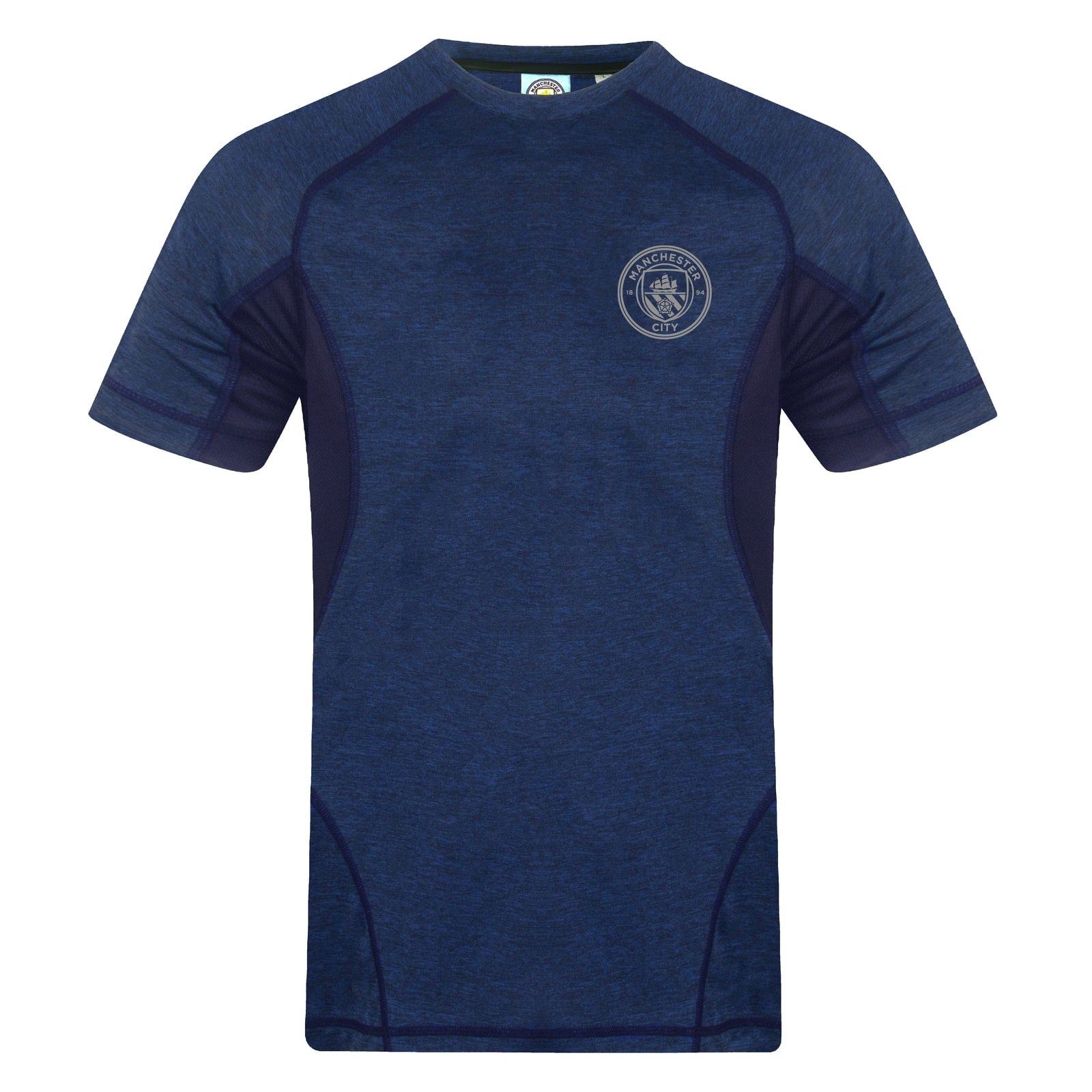 Man City kids T-shirt in royal blue marl with club crest to chest