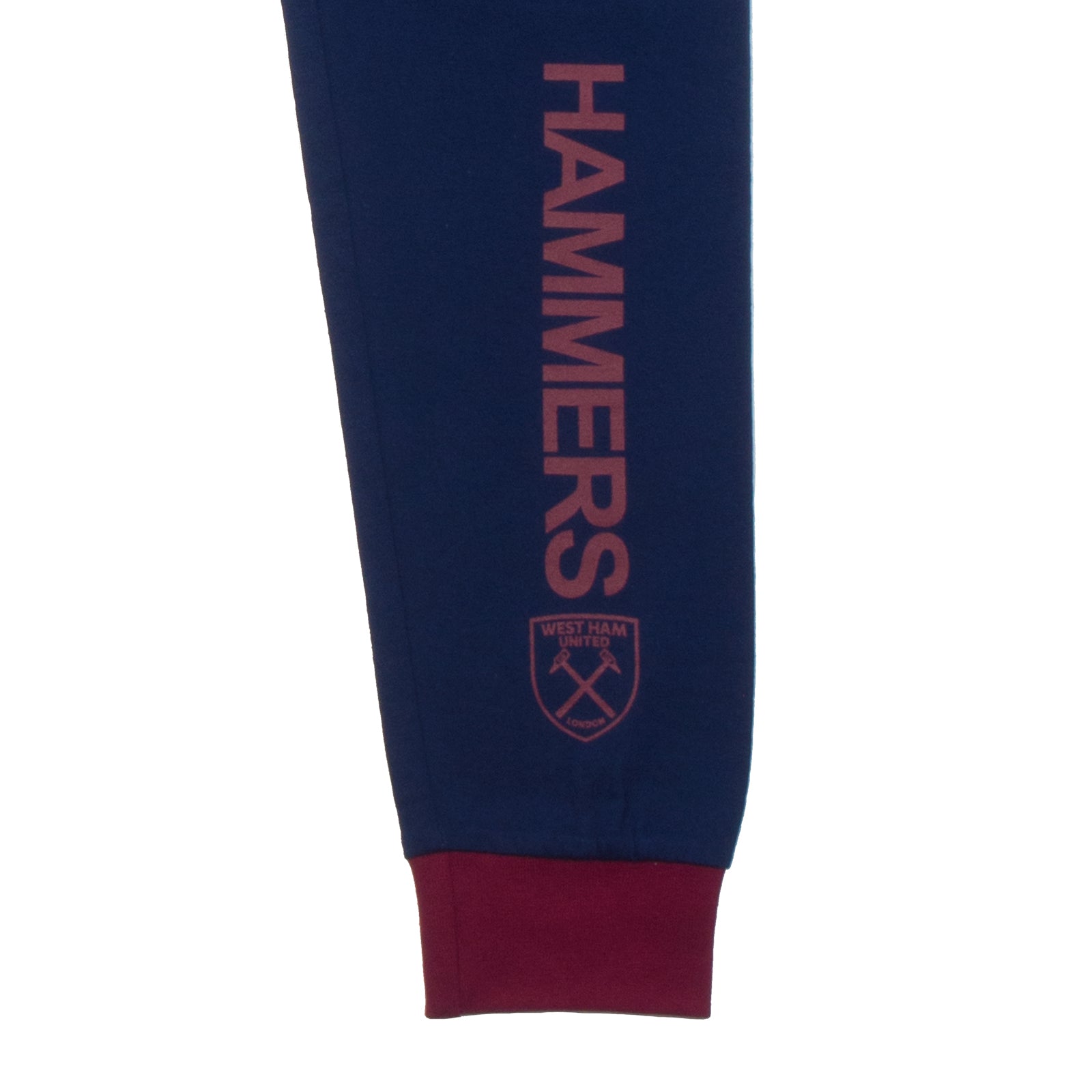 West Ham kids long pyjamas in navy blue. Long sleeved top with graphic and long bottoms