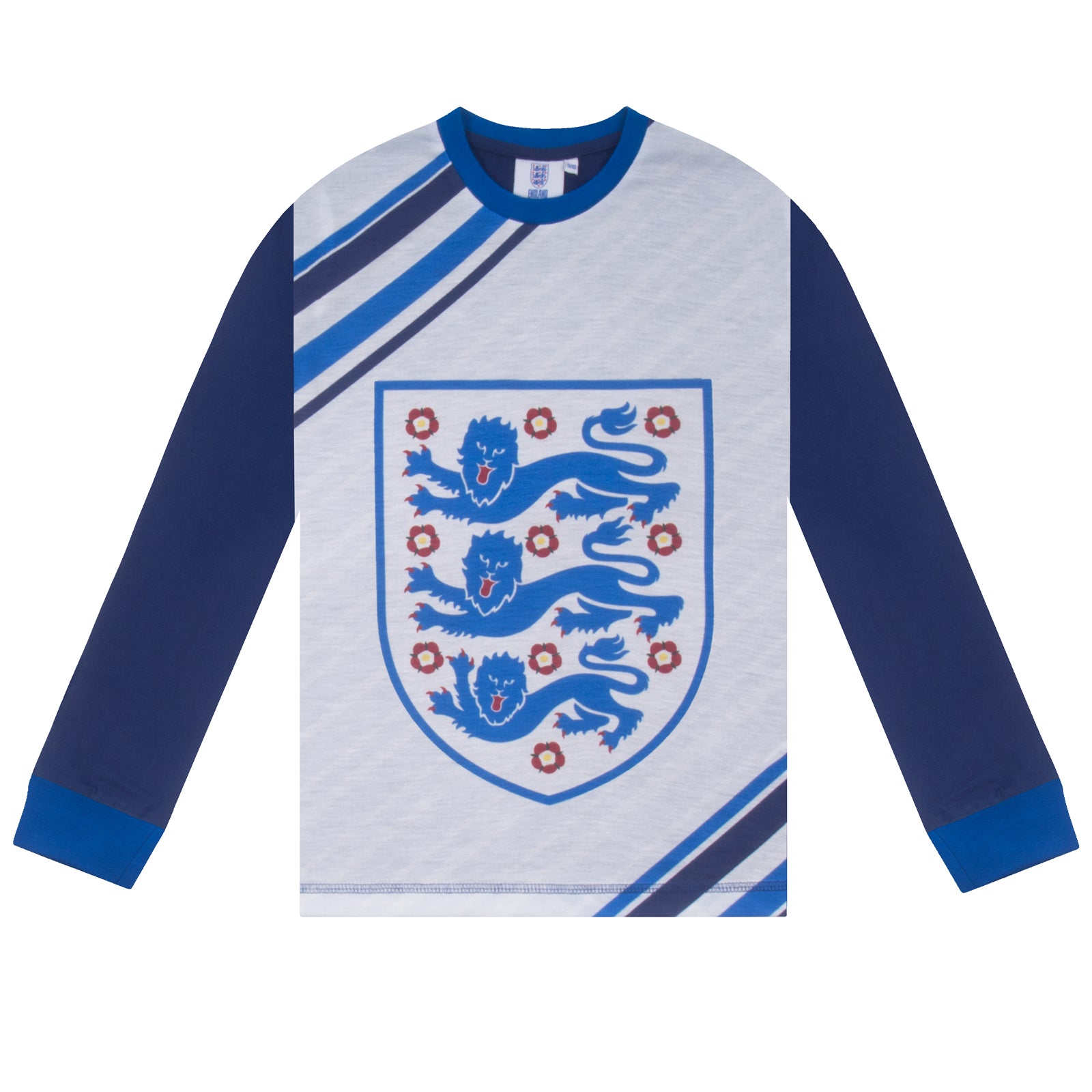England kids long pyjama in blue. Long sleeved top with graphic print and long bottoms