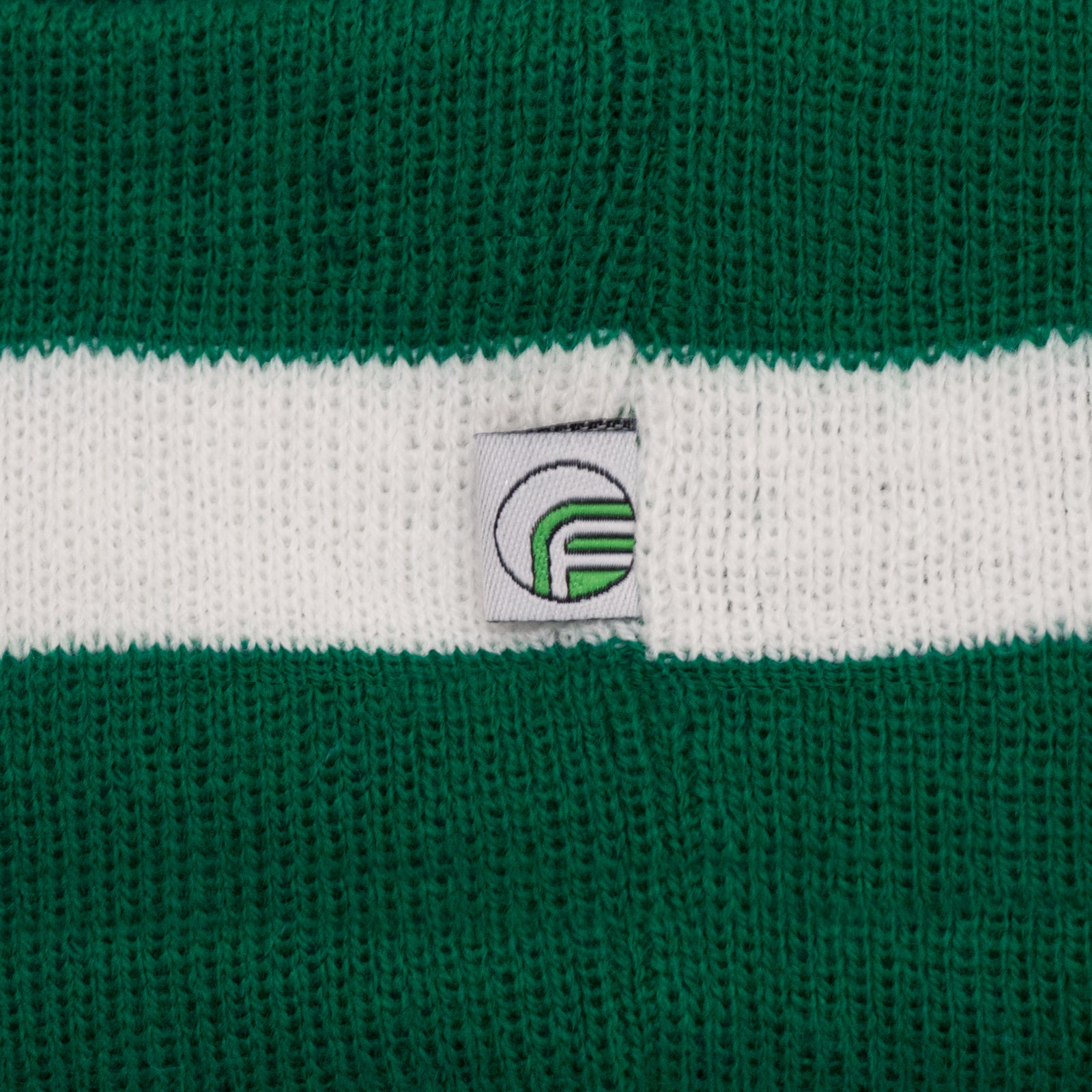 Celtic retro knitted bobble hat in green club colours