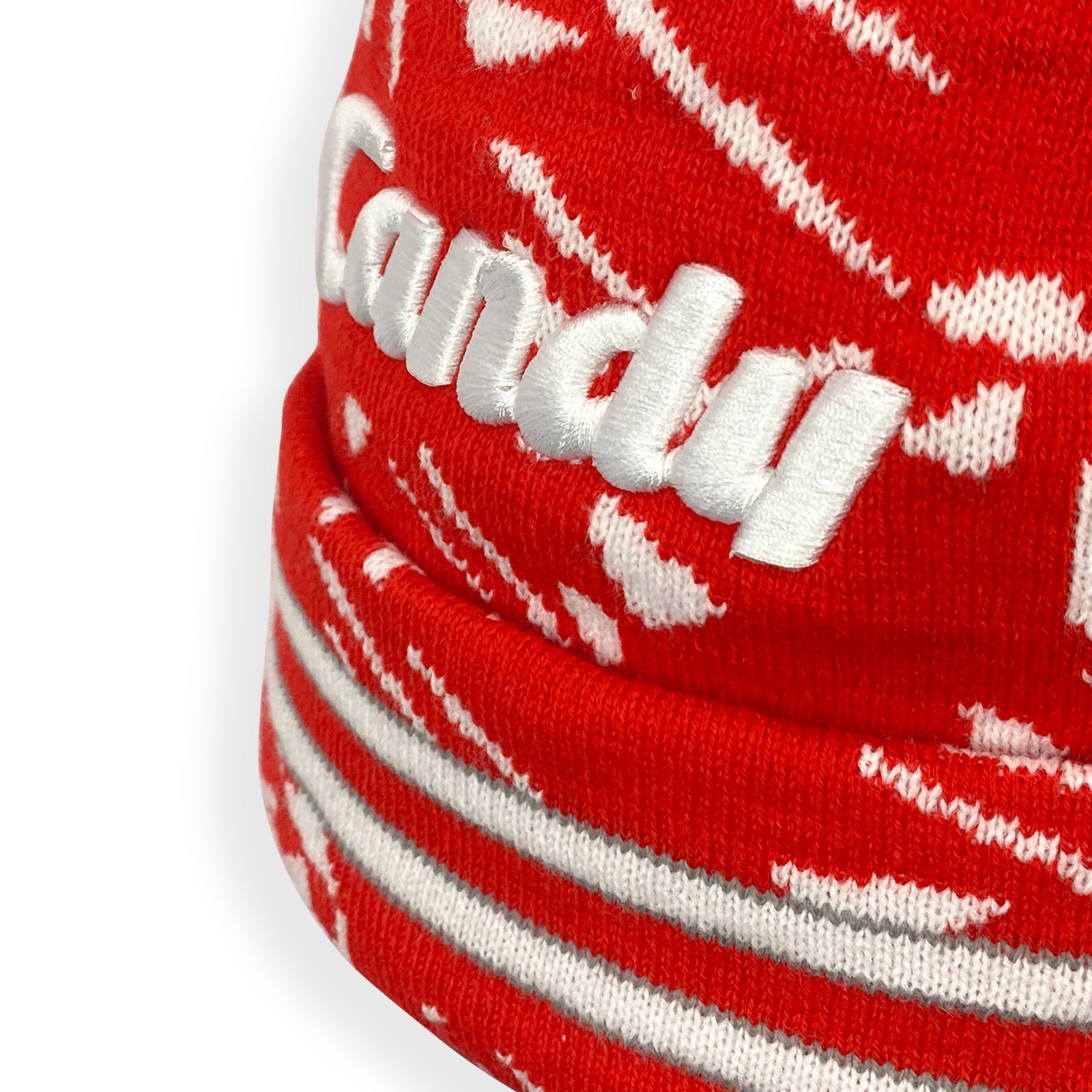 Liverpool retro knitted bobble hat in red 1989 colours