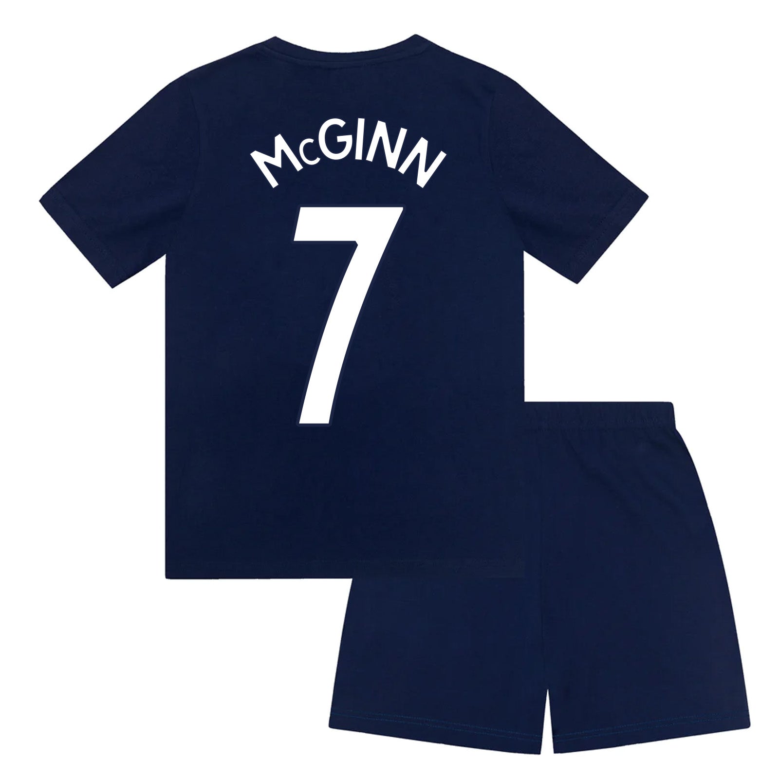 Scotland kids short pyjamas in navy blue. Short sleeved top & shorts with Scotland crest & text print