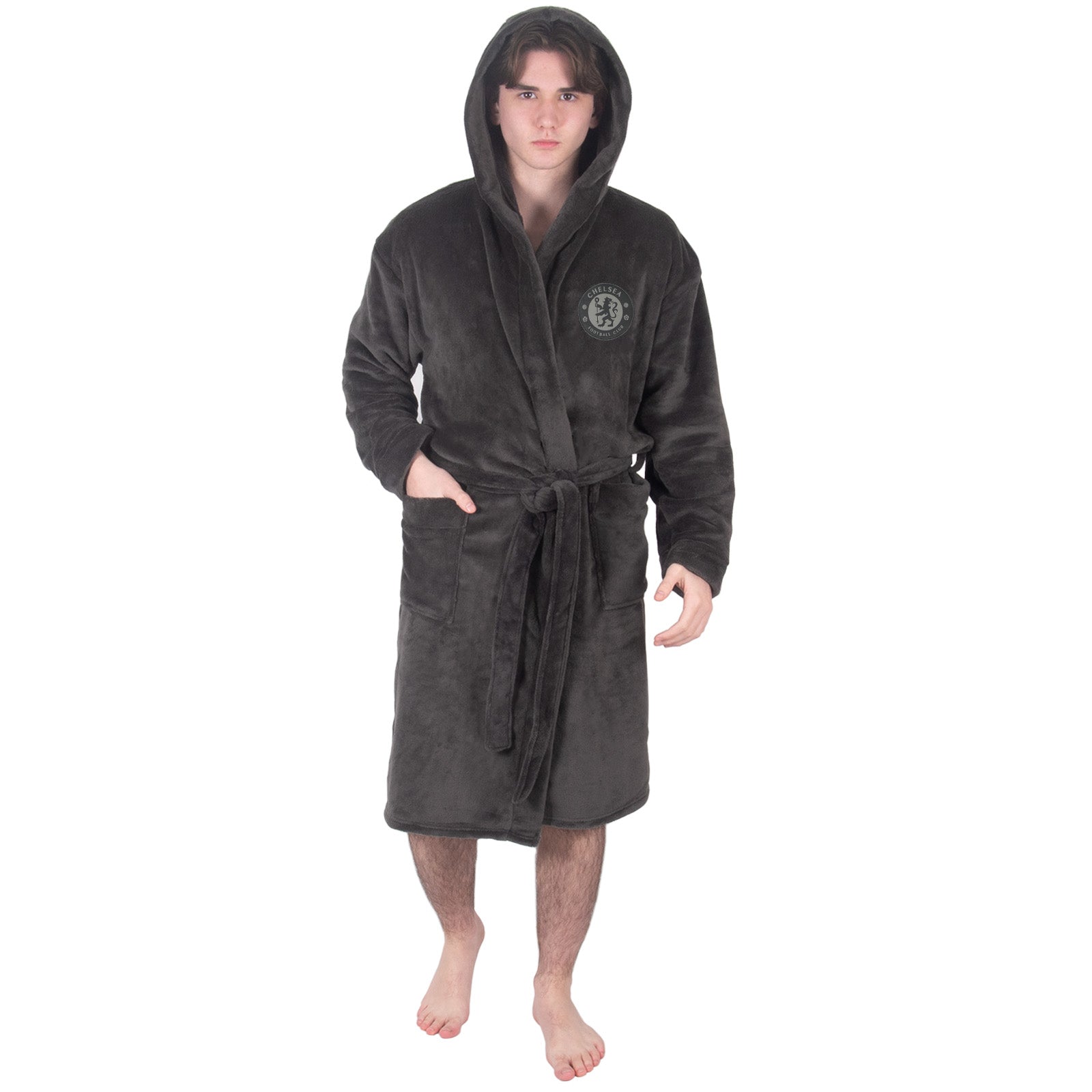 Chelsea adults dressing gown in grey with crest