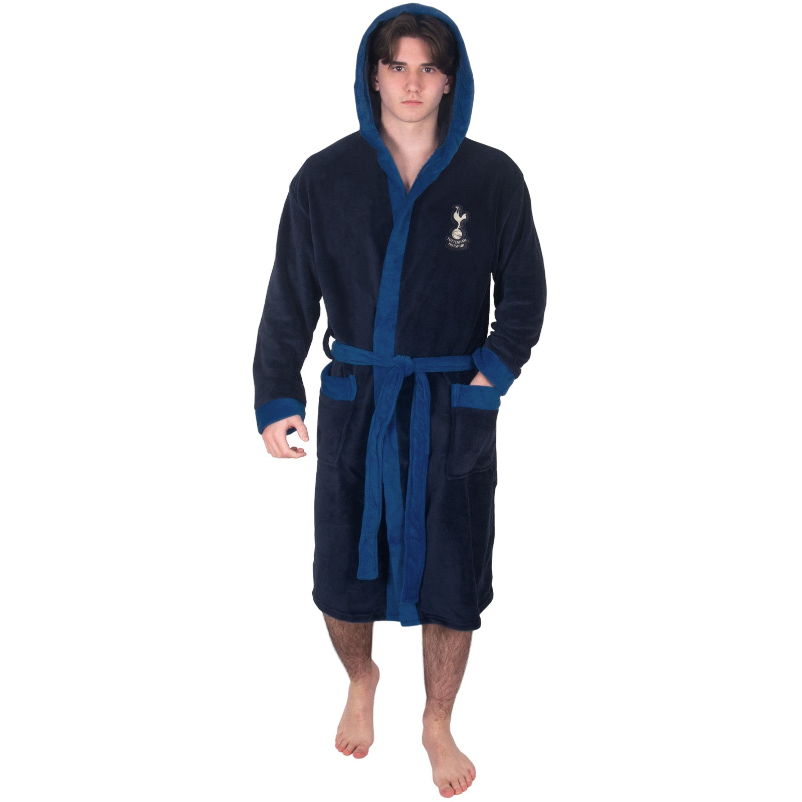 Spurs adults dressing gown in navy blue with a Spurs crest.