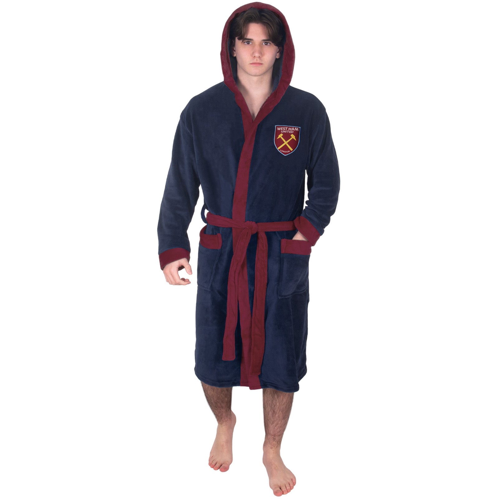 West Ham adults dressing gown in navy blue with club crest