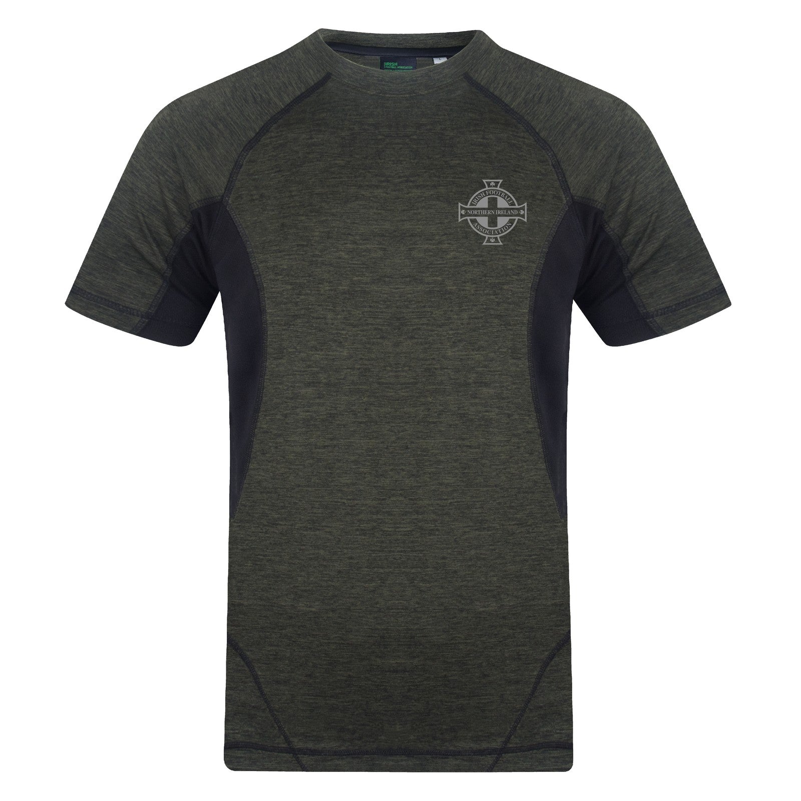 Northern Ireland adults T-shirt in green marl with national crest to chest.