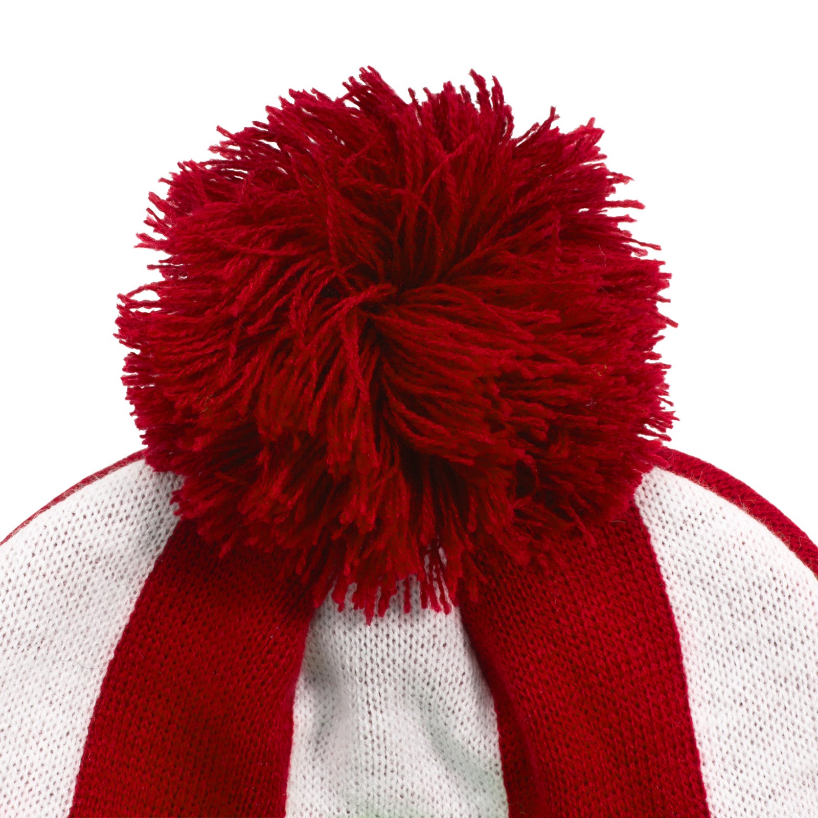 Sunderland retro knitted bobble hat in red, white & black with Vaux text to front