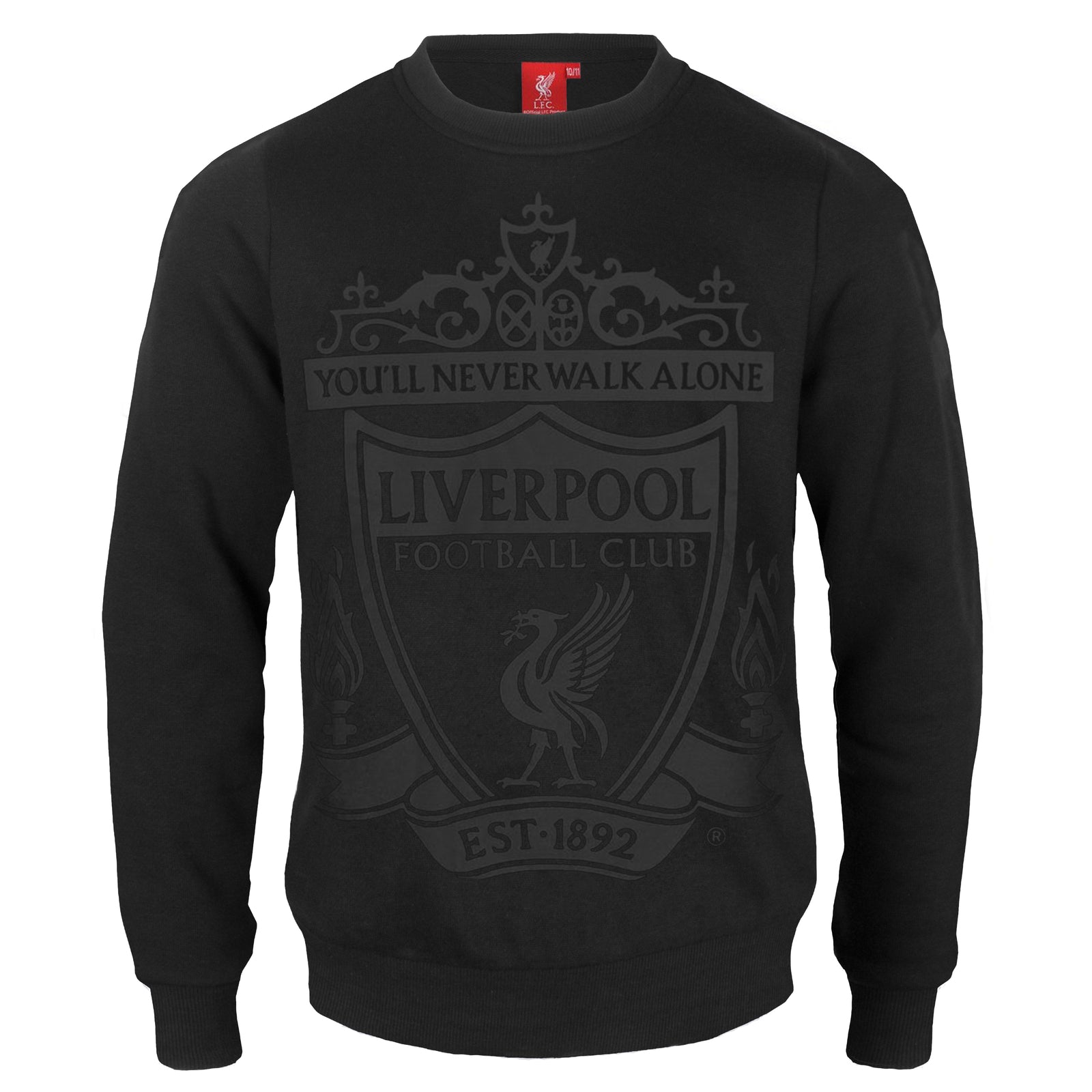 Liverpool kids sweatshirt in black with club crest to chest.