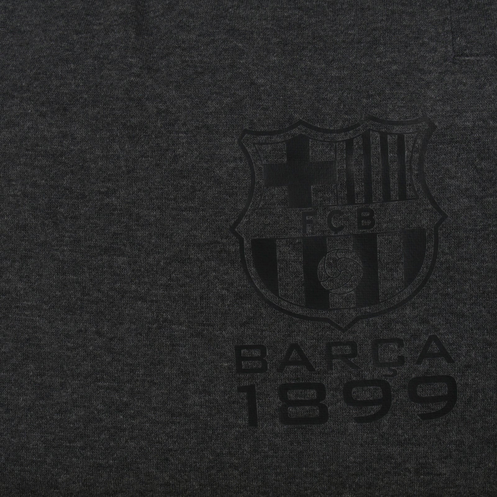 FC Barcelona adults track pants in grey with club crest and text print on left leg.