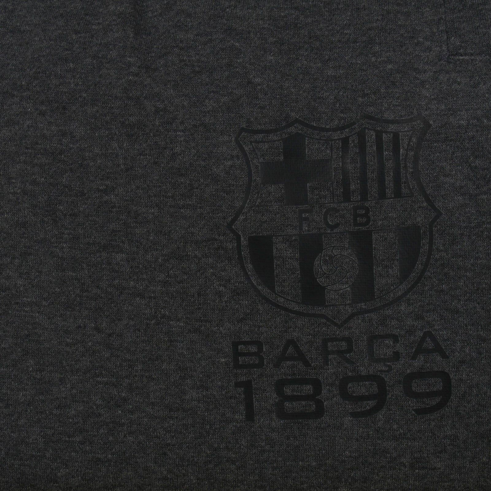 FC Barcelona adults track pants in grey with club crest and text print on left leg.