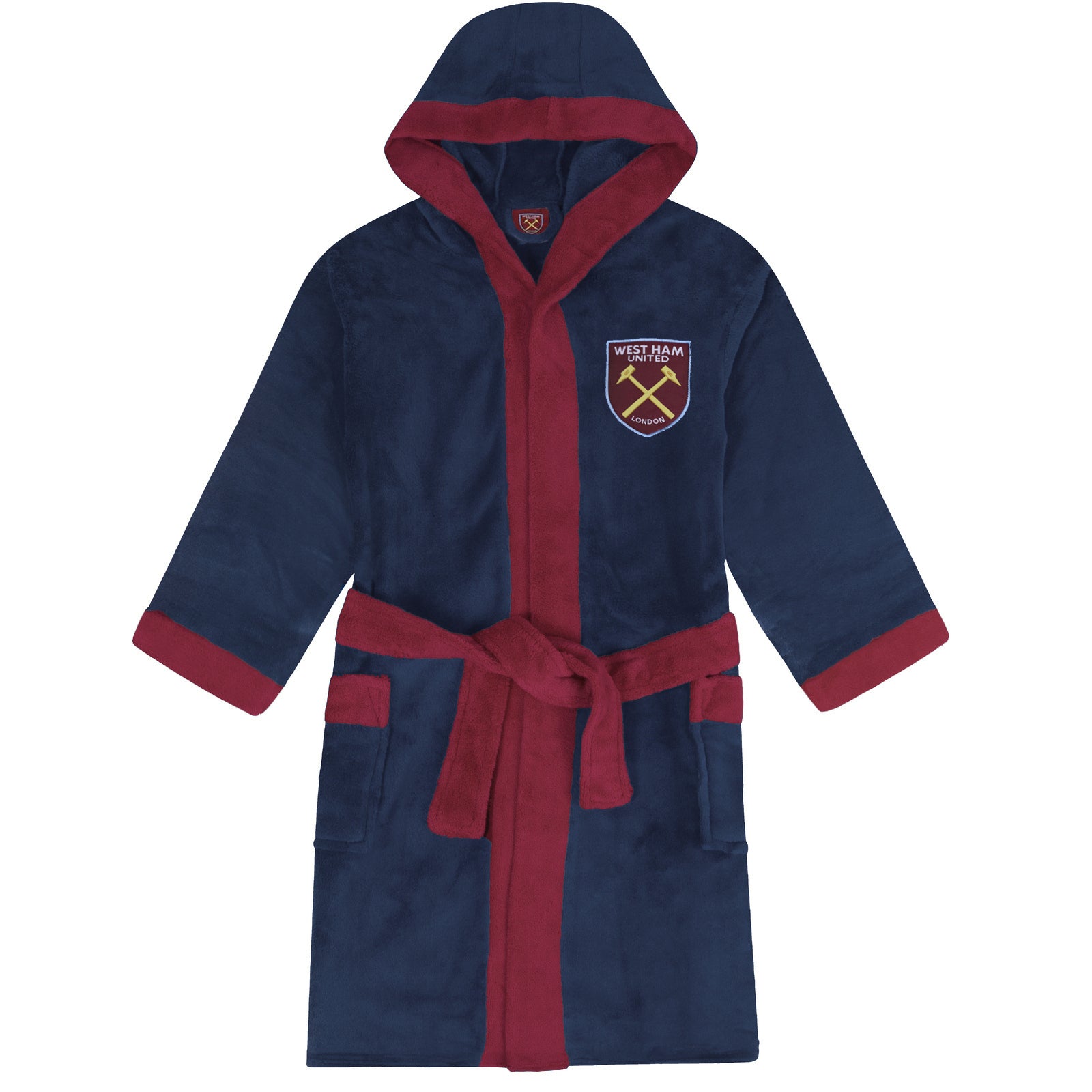 West Ham kids hooded dressing gown in navy