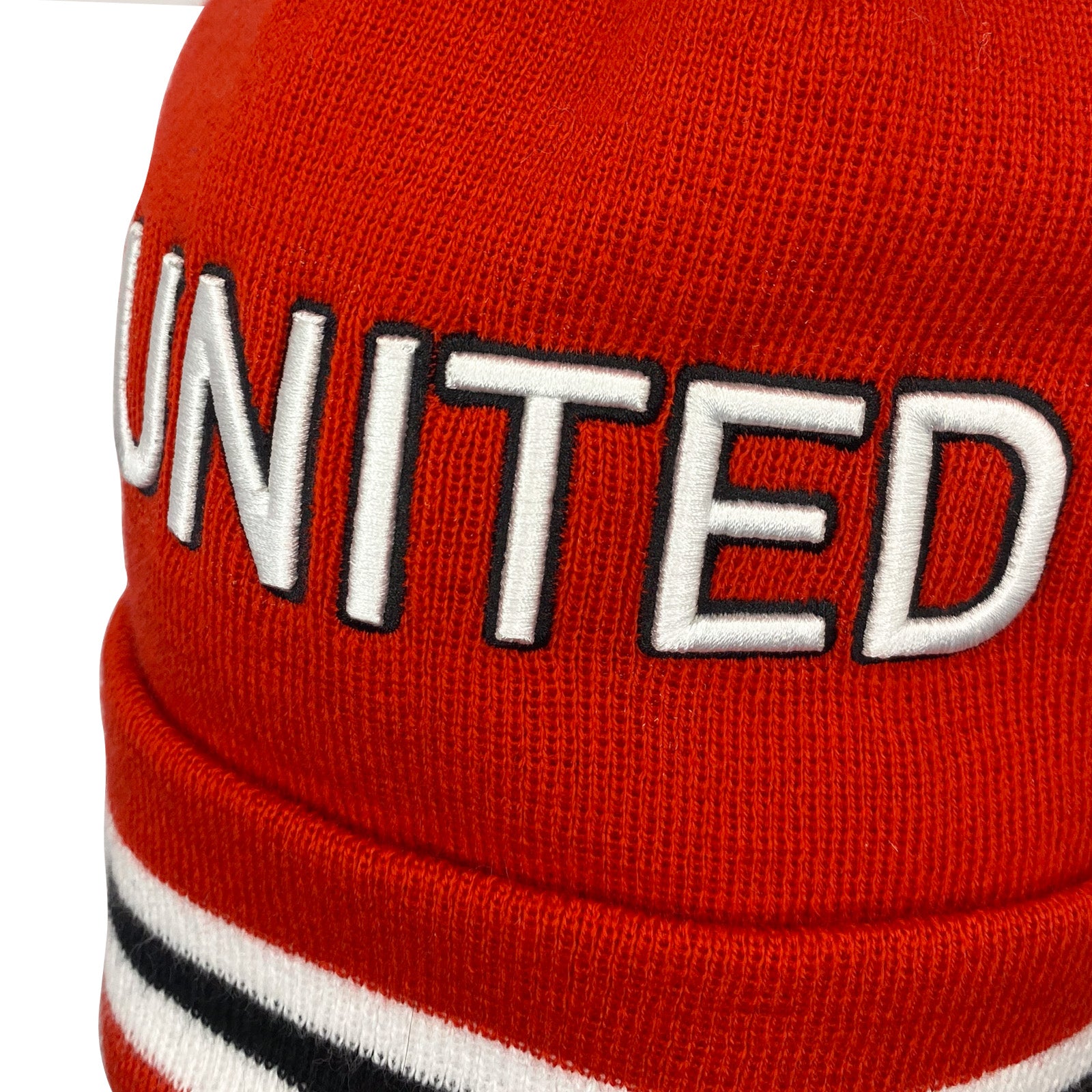 Manchester United bobble hat in red with text