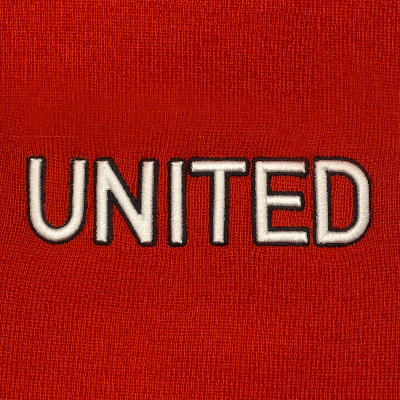 Manchester United bobble hat in red with text