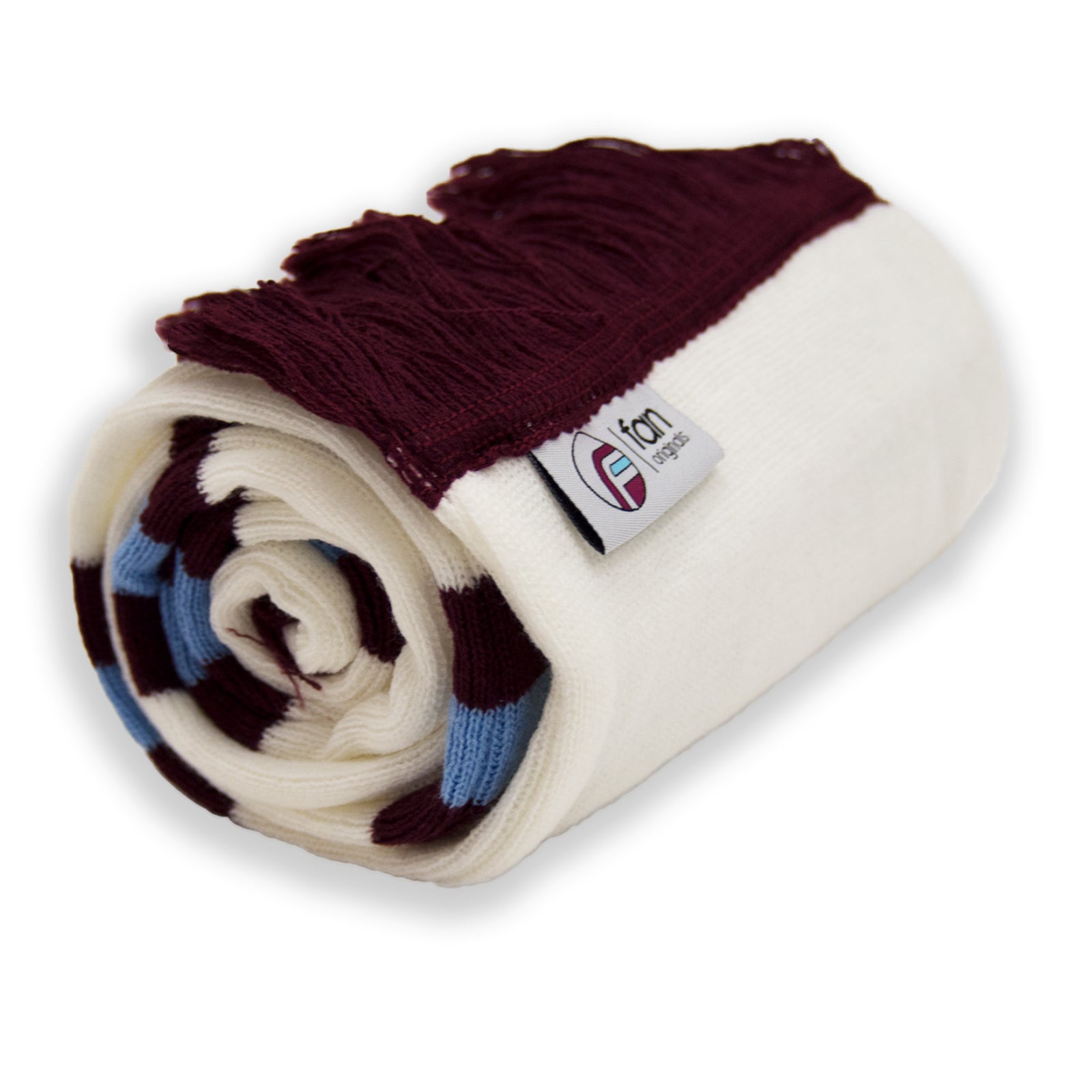 Aston Villa retro bobble hat & bar scarf set in white, claret & blue