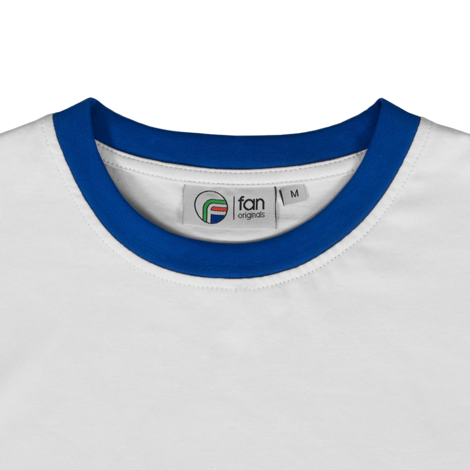 Scotland adults retro ringer t-shirt in white with contrast blue trims and logo to chest